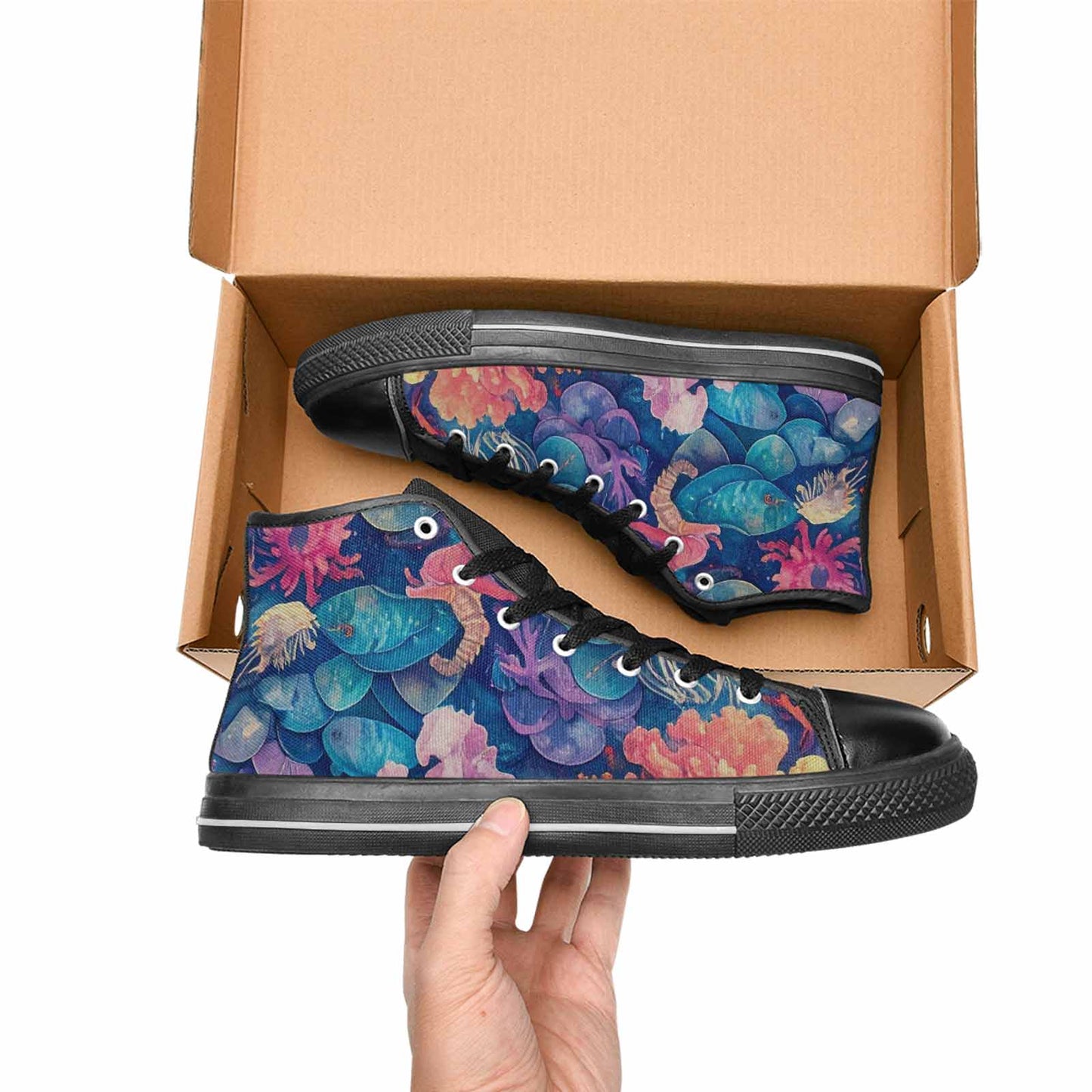 MEN'S Fish Scale Coral High Top Canvas Surreal Custom Sneakers