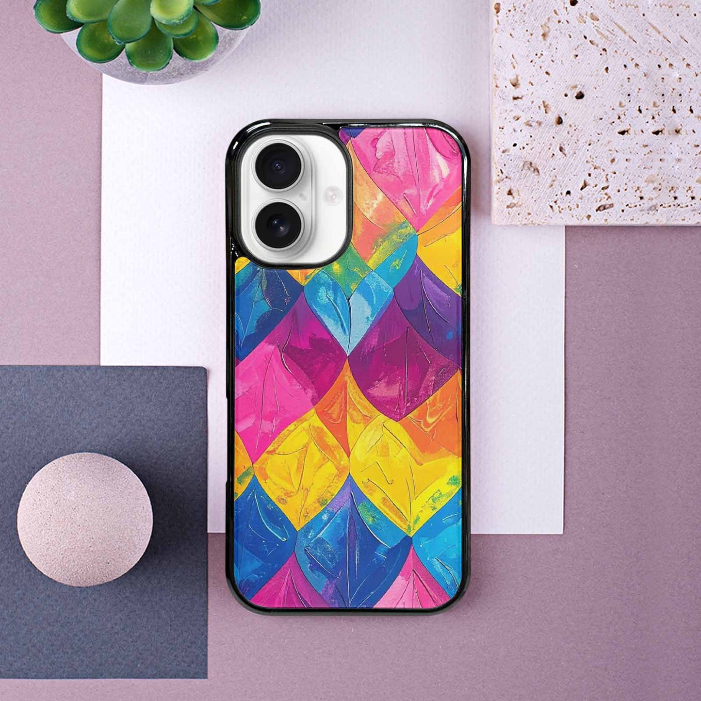 iPhone 16 Case — Pansexual Flag Color Theme Small Rainbow, Custom Printed Phone Case
