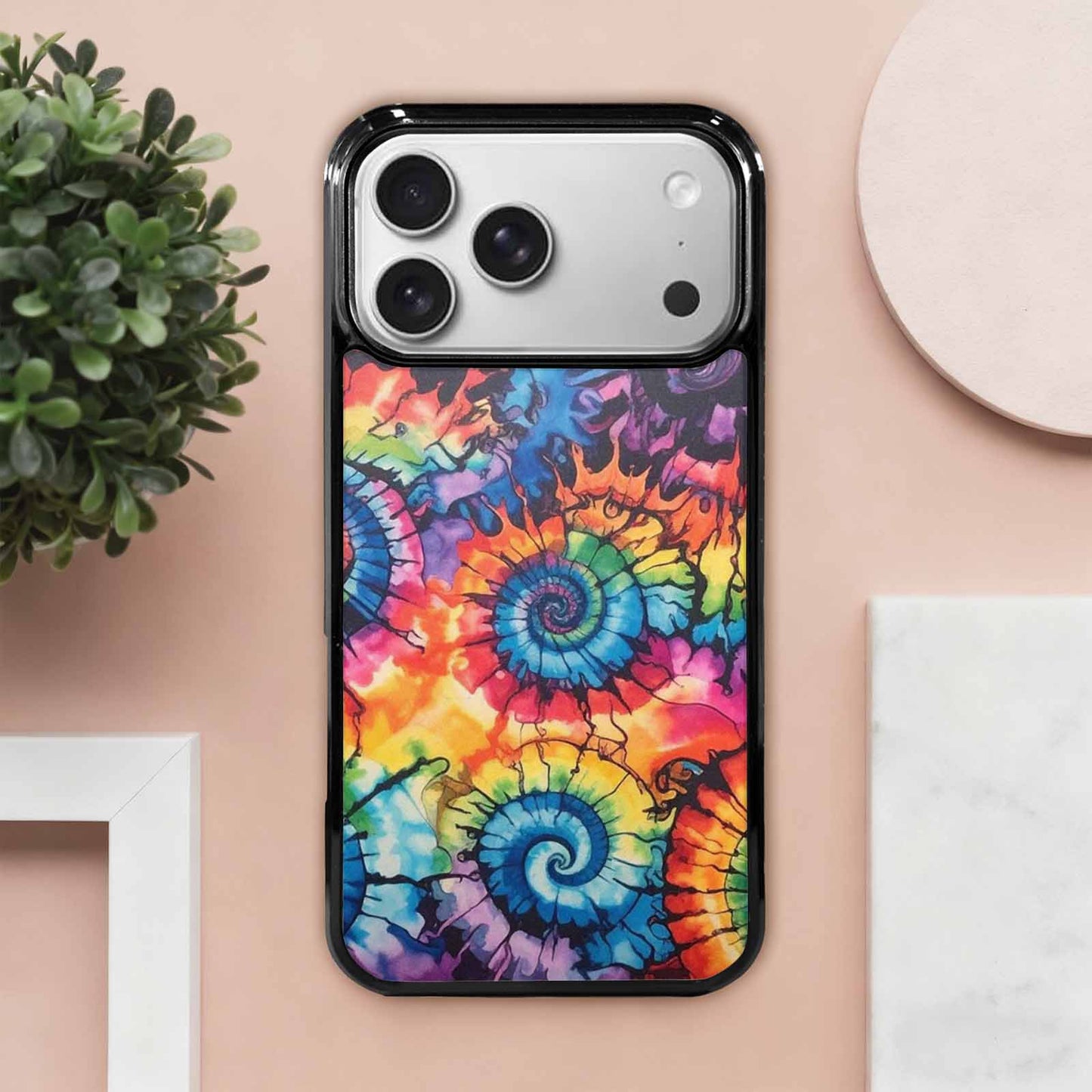 iPhone 17 Pro Max Case — Black & Blue Ink Tie Dye, Custom Print Case Cover