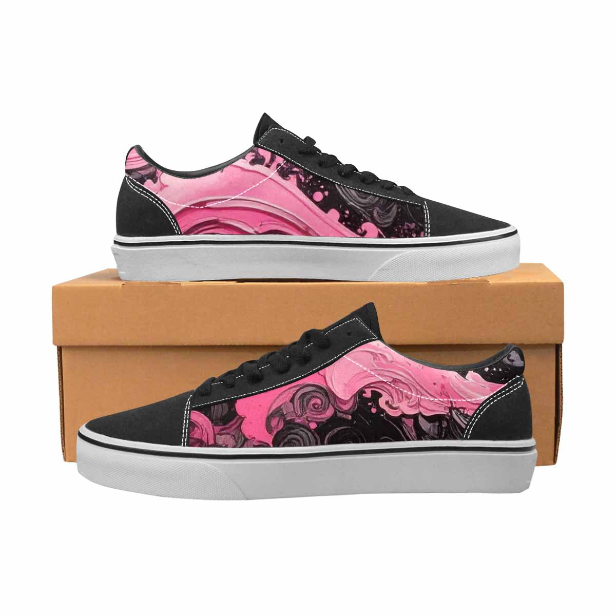 MEN'S Van Gogh Black & Pink Ink Canvas Boutique Kaleidoscope Shoes