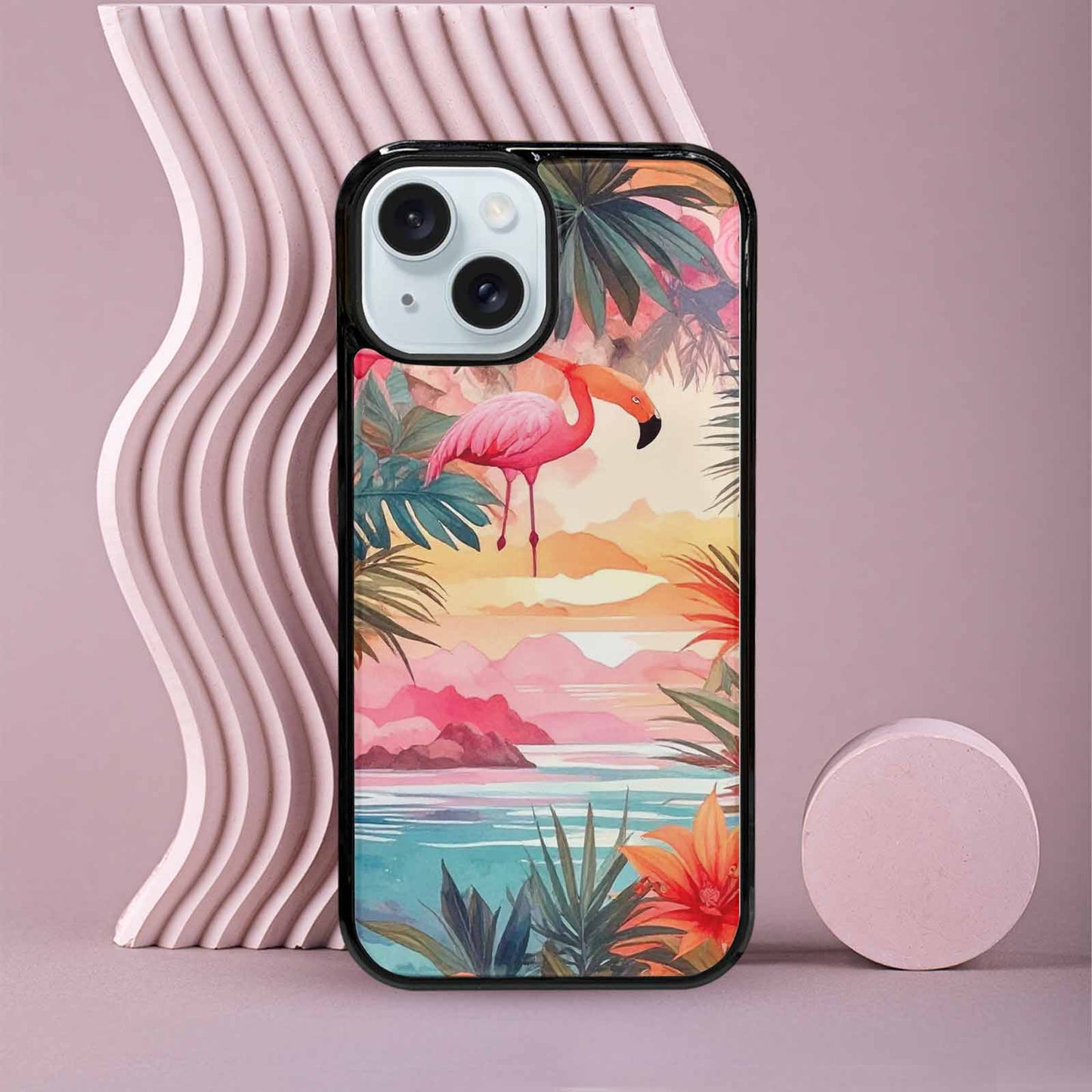 iPhone 15 Case — Flamingo Tropical Flamingo Tropical Pattern Hundreds, Unique Phone Case Design