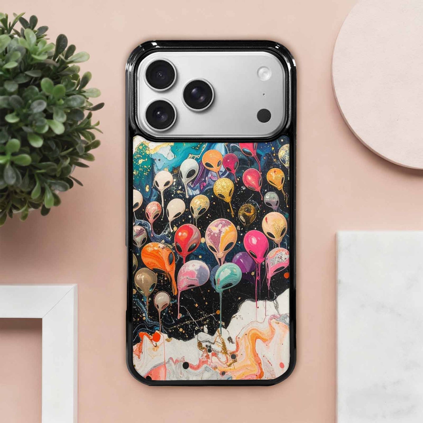 iPhone 17 Pro Max Case — Aliens Marblealiens Pattern Alien Scifi, Unique Phone Case Design