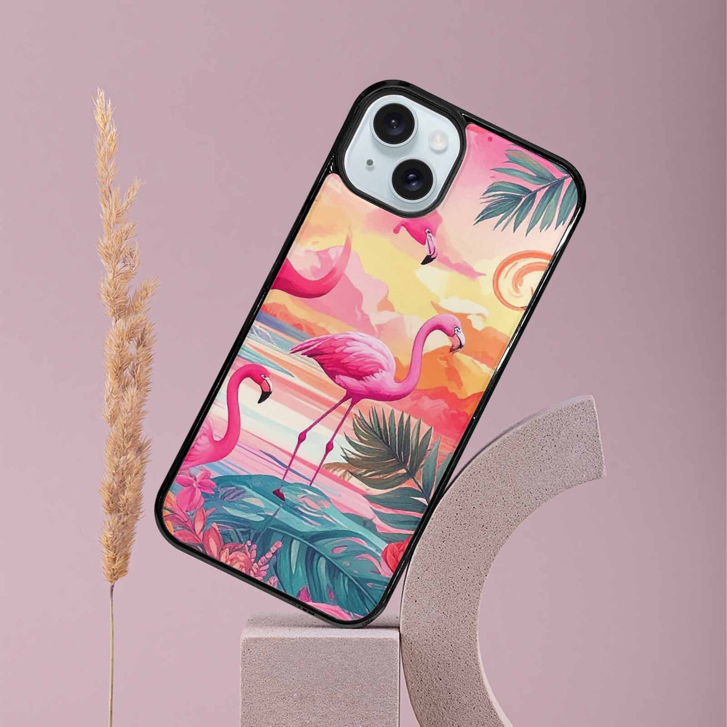 iPhone 15 Plus Case — Flamingo Tropical Flamingo Tropical Pattern Hundreds, Custom Art Phone Cover