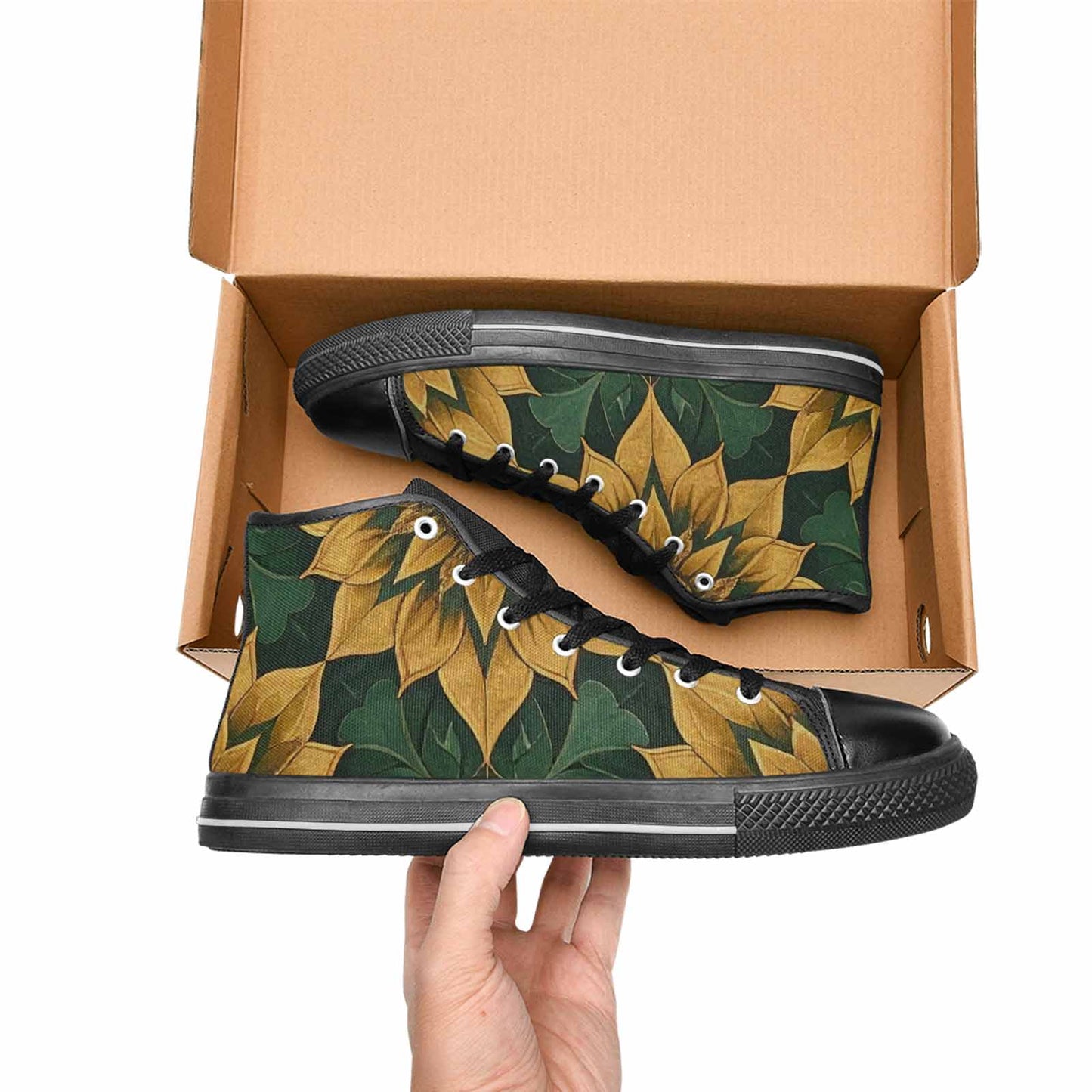 MEN'S Sunflower Mandala Kaleidoscope High Top Canvas Y2K Custom Sneakers