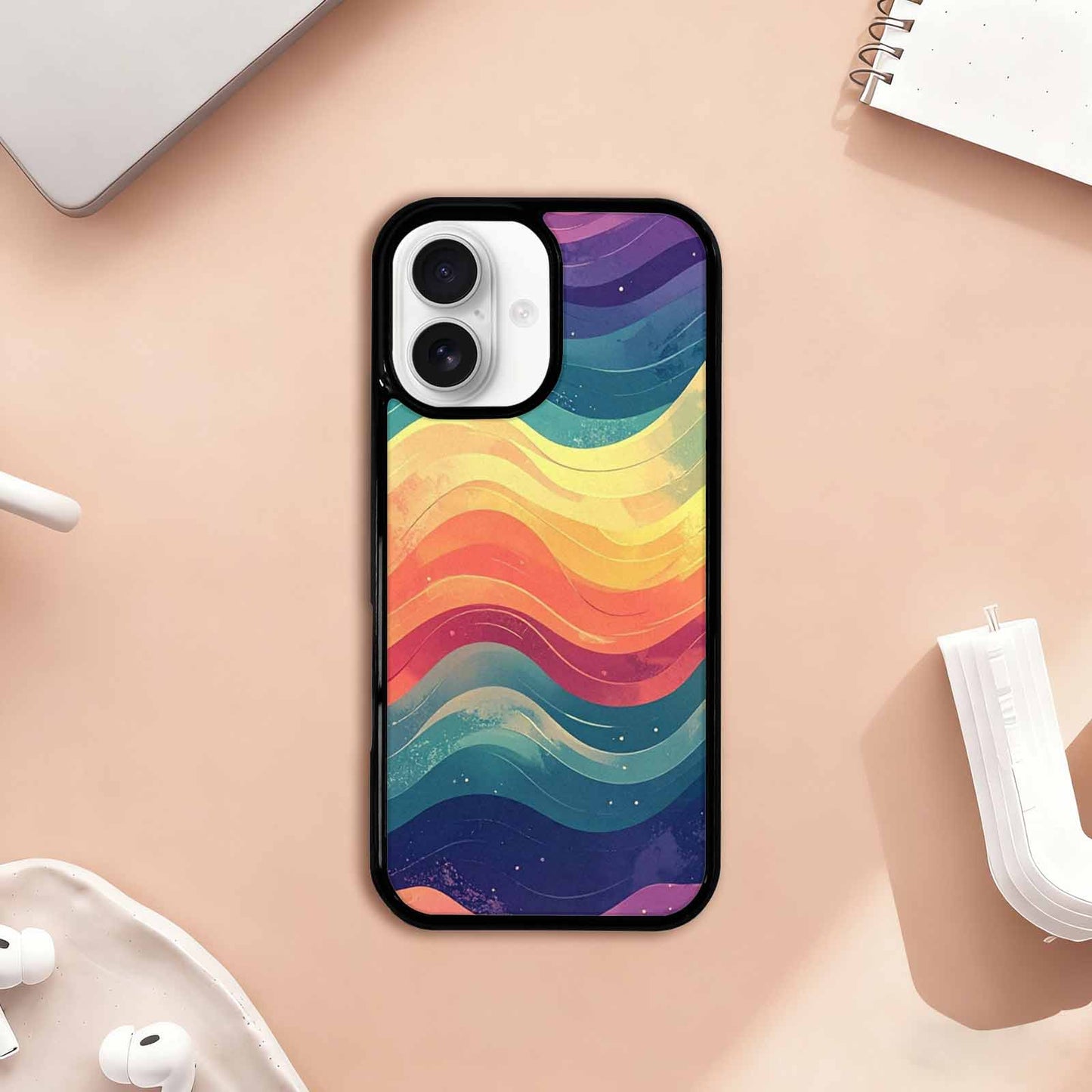 iPhone 17 Case — Glowing Camo Wave Camo, Personalized Phone Case