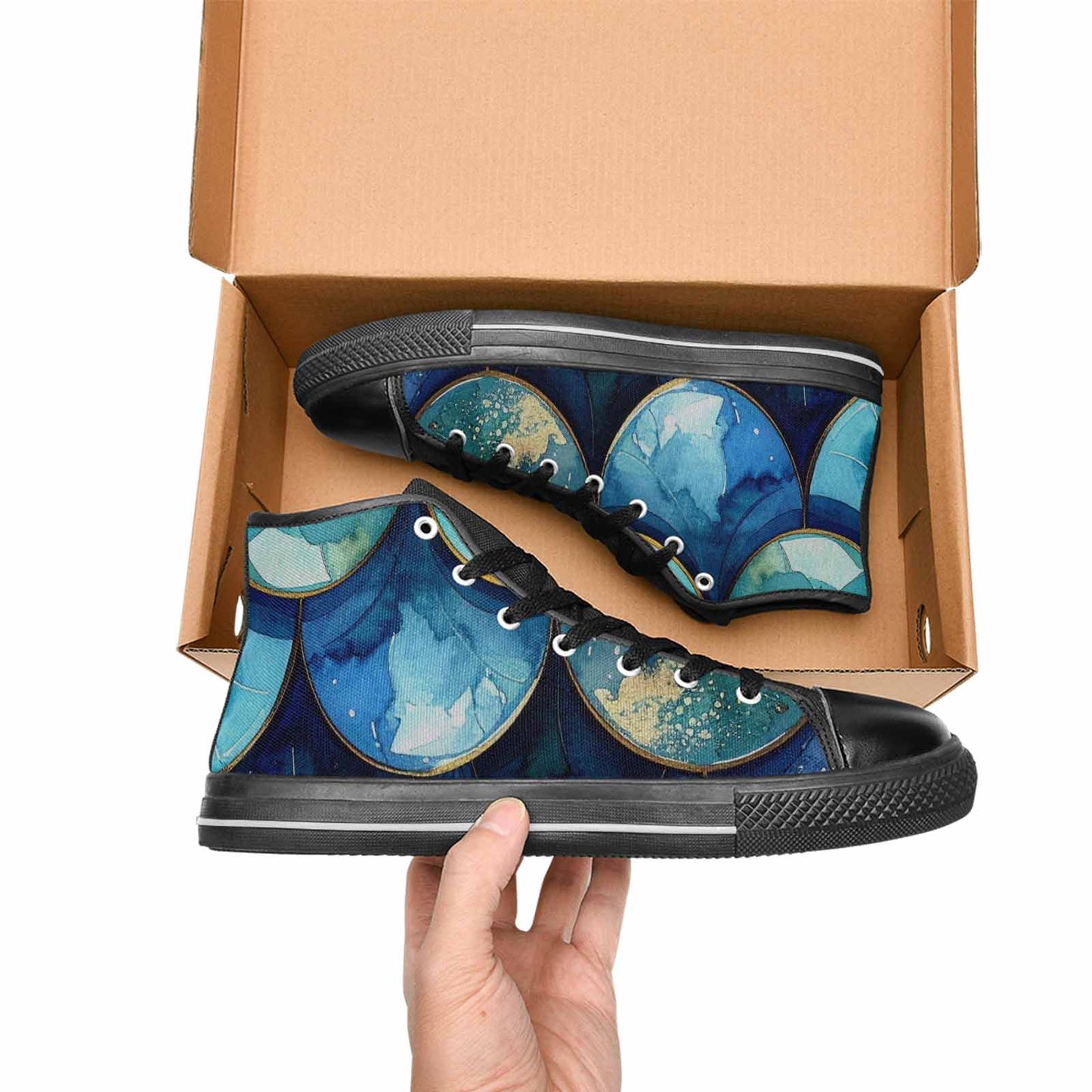 WOMEN'S Mermaid Scale High Top Canvas Dreamcore Custom Shoes