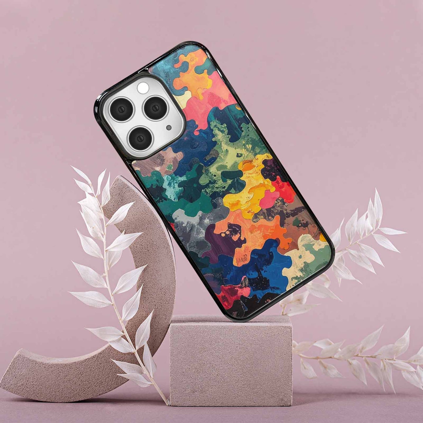 iPhone 15 Pro Max Case — Camo Patches Full Color Vibrant Camo, Custom Printed Phone Case