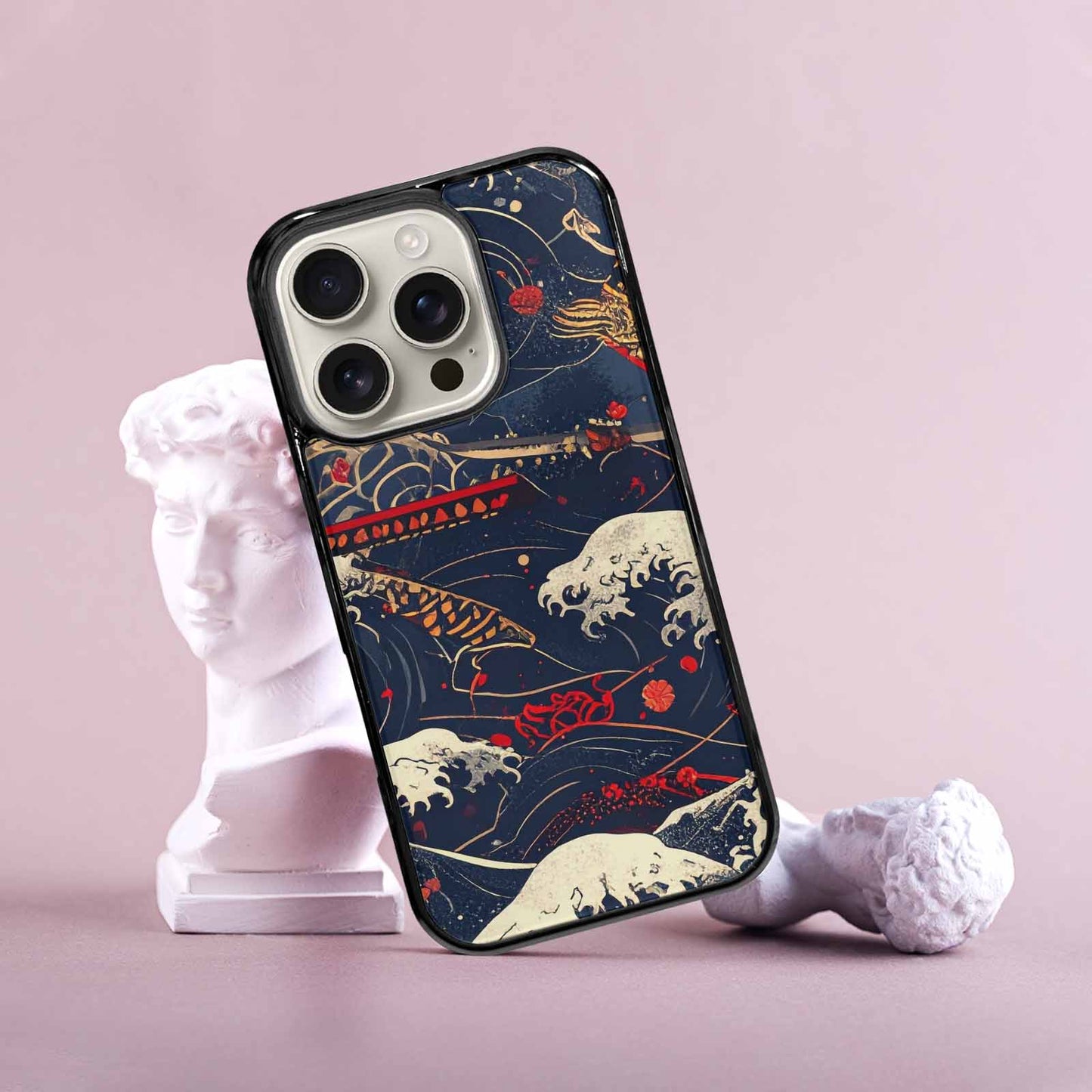 iPhone 16 Pro Case — Samurai Art Repeat Pattern, Custom Art Phone Cover