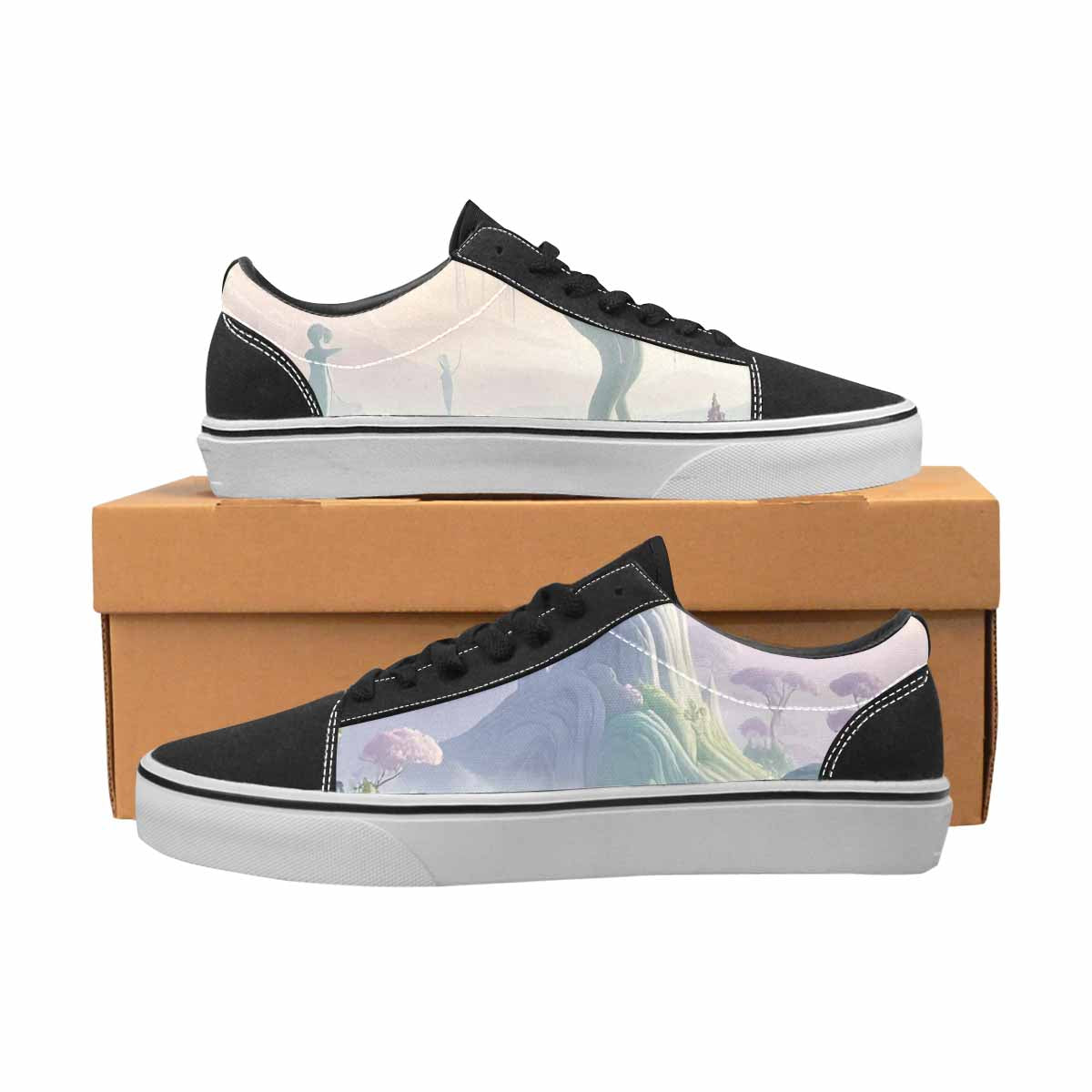WOMEN'S Surrealist Dreamscape Canvas Lace-Up Vivid Custom Shoes