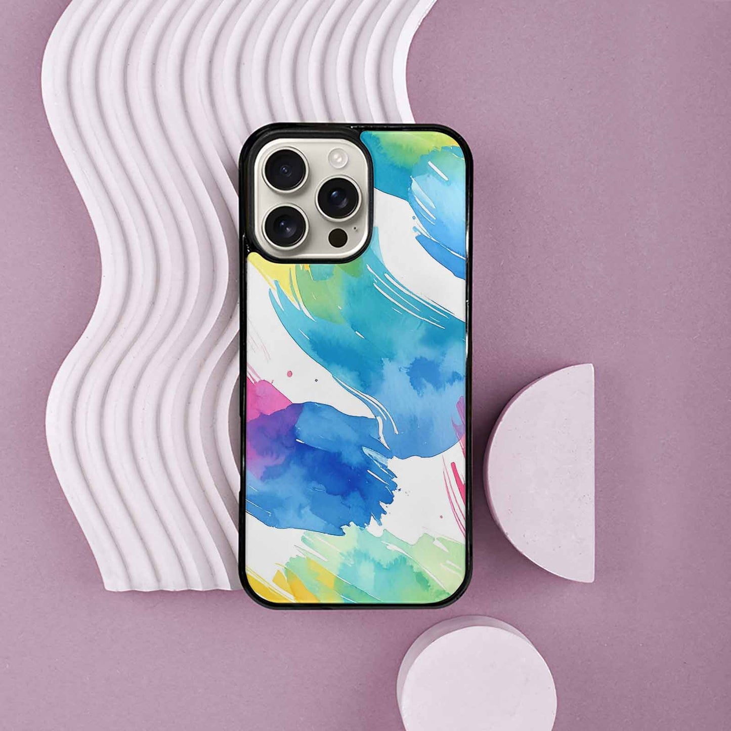 iPhone 16 Pro Max Case — Trans Strong Watercolor Seamless Pattern Vibrant, Custom Printed Phone Case