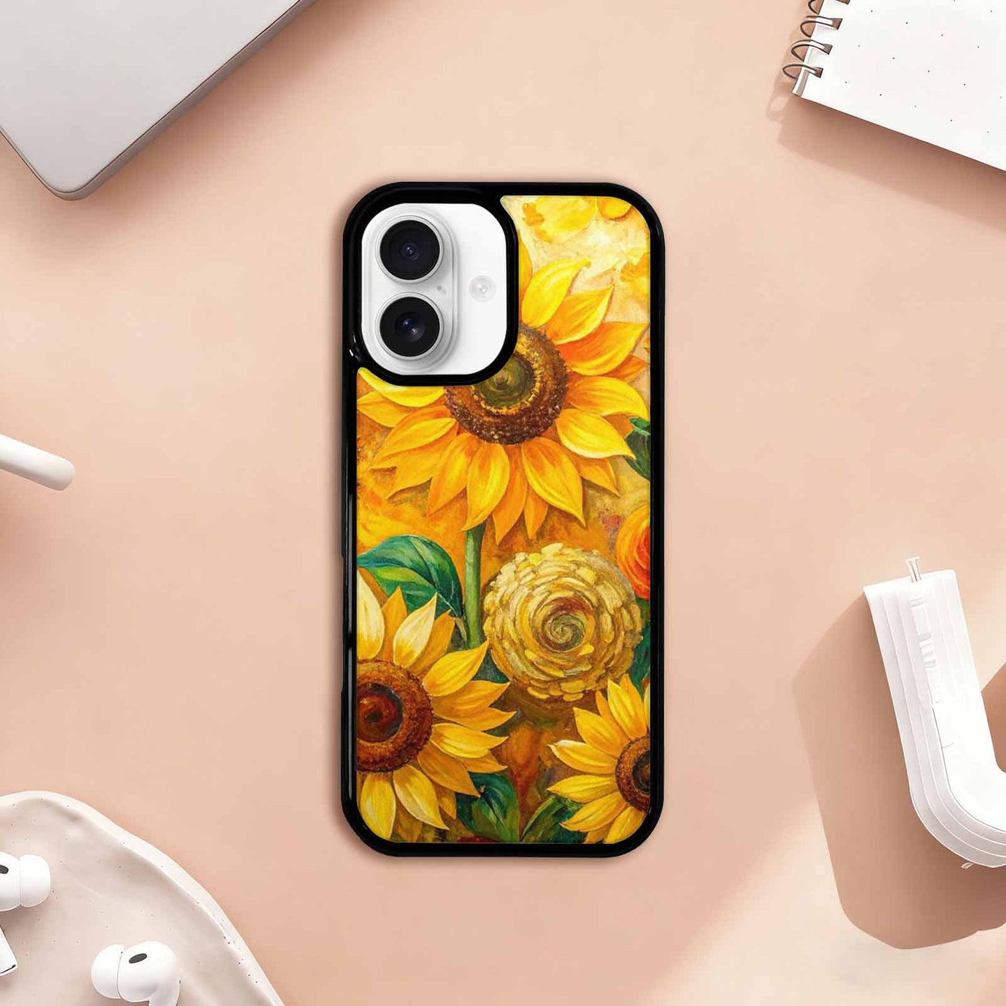 iPhone 17 Case — Impressionist Sunflower Brushstroke Pattern Floral, Custom Print Case Cover
