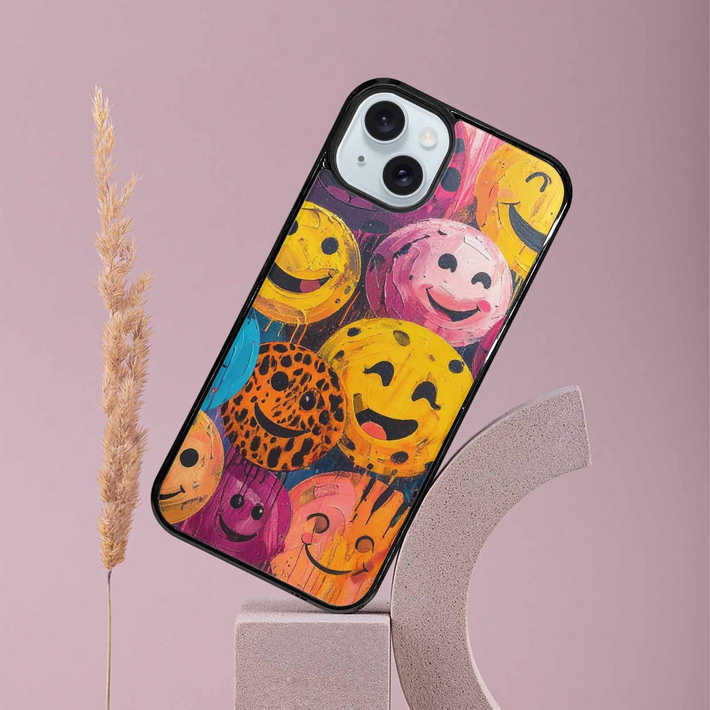 iPhone 15 Plus Case — Smiley Faces Animal Printsmile, Unique Phone Case Design