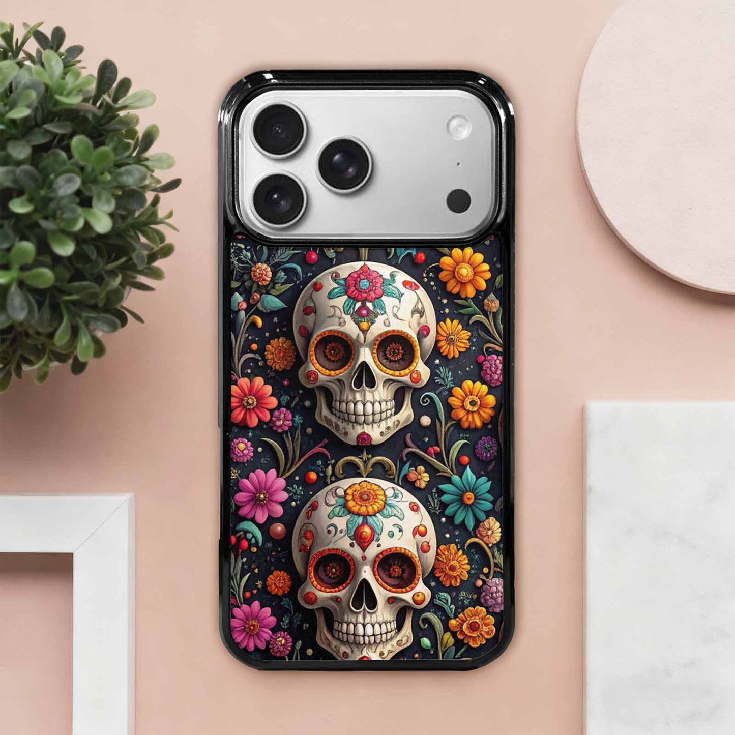 iPhone 17 Pro Max Case — Greyscale Black And White Gothic Skulls, Personalized Phone Case