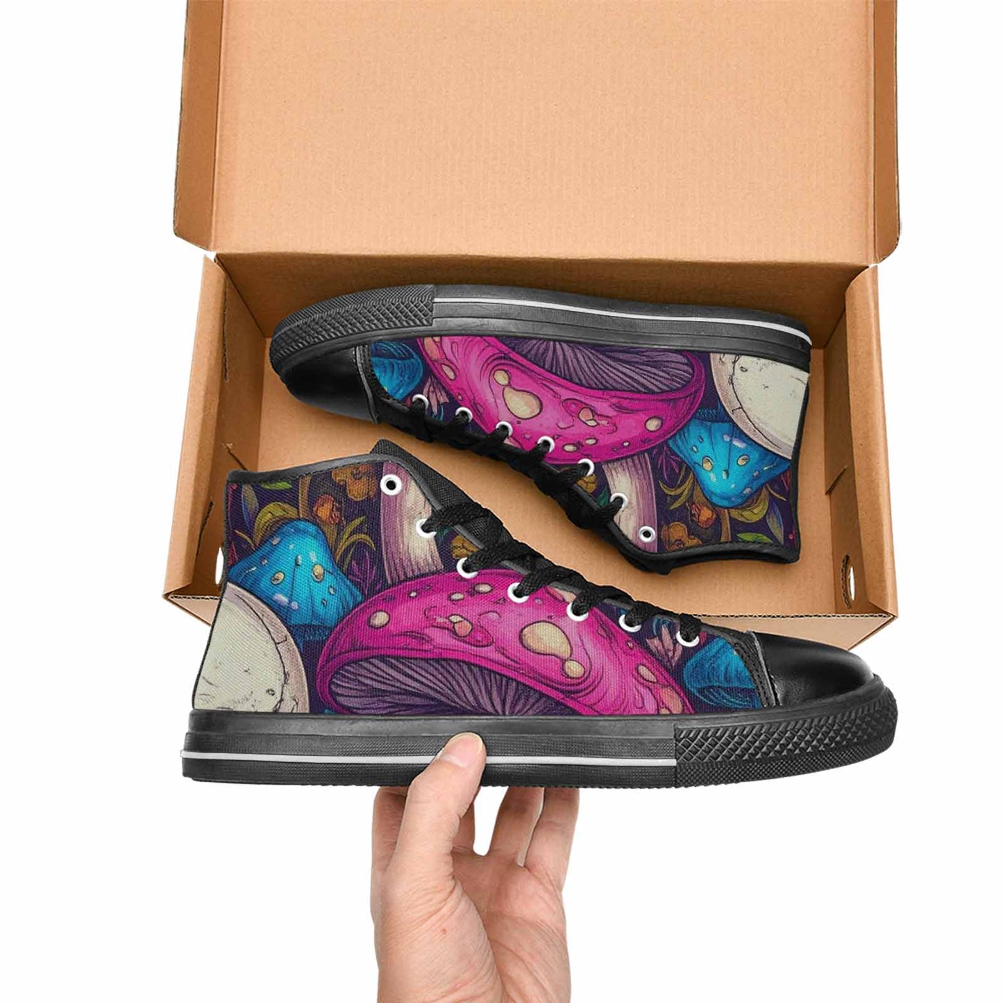 MEN'S Mushroom Skull High Top Canvas Dark Academia Custom Shoes