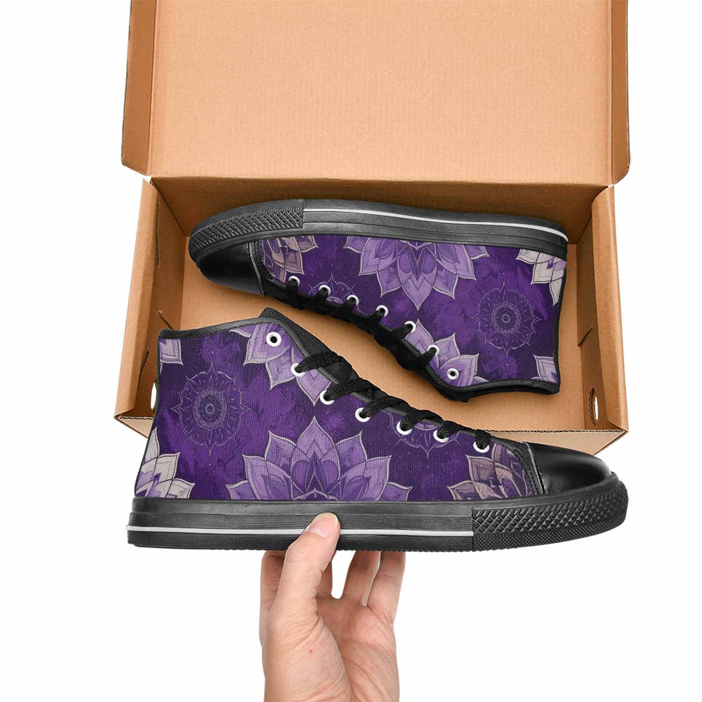 MEN'S Mandala High Top Canvas Vibrant Chaos Custom Shoes