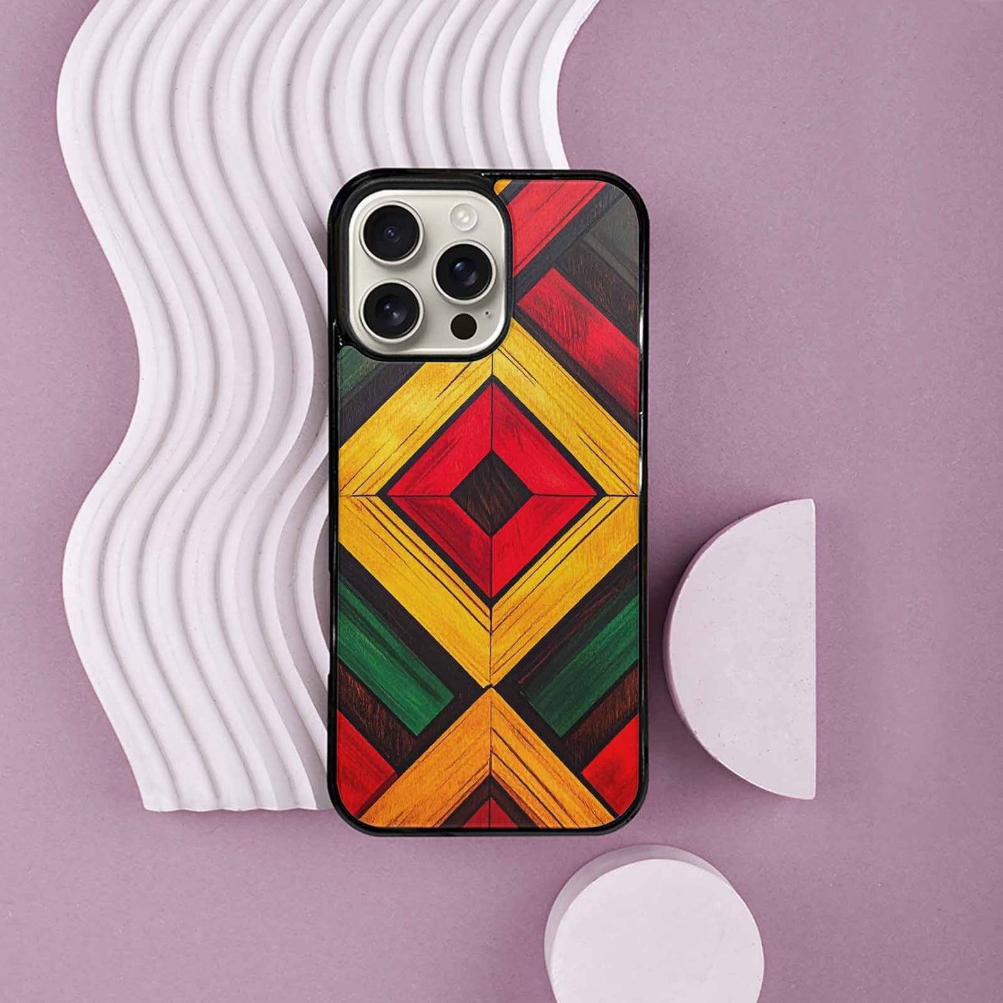 iPhone 16 Pro Max Case — African Kente Cloth Inspired Pattern Geometric, Custom Print Case Cover