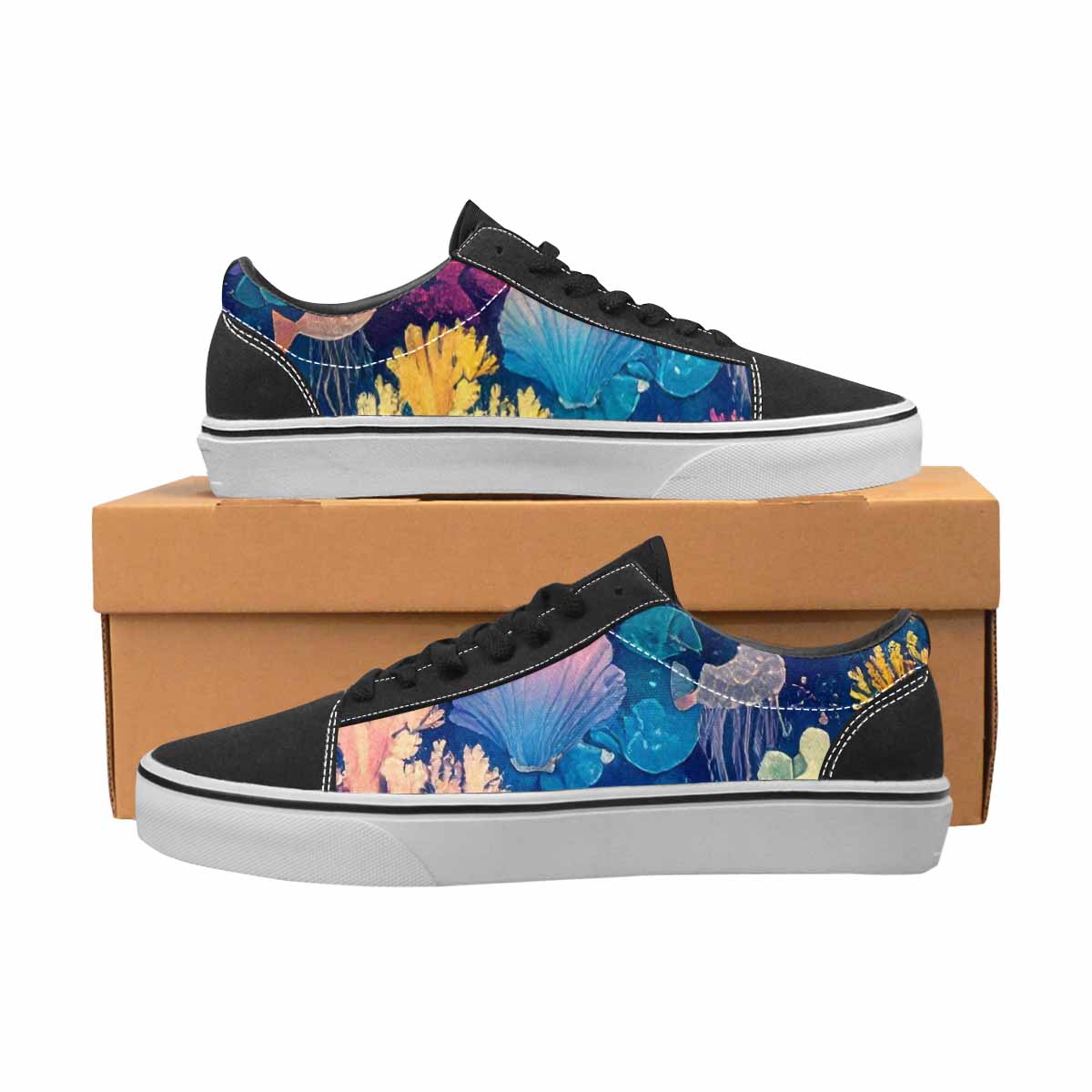 MEN'S Fish Scale Coral Canvas Lace-Up Neon Fantasy Custom Sneakers