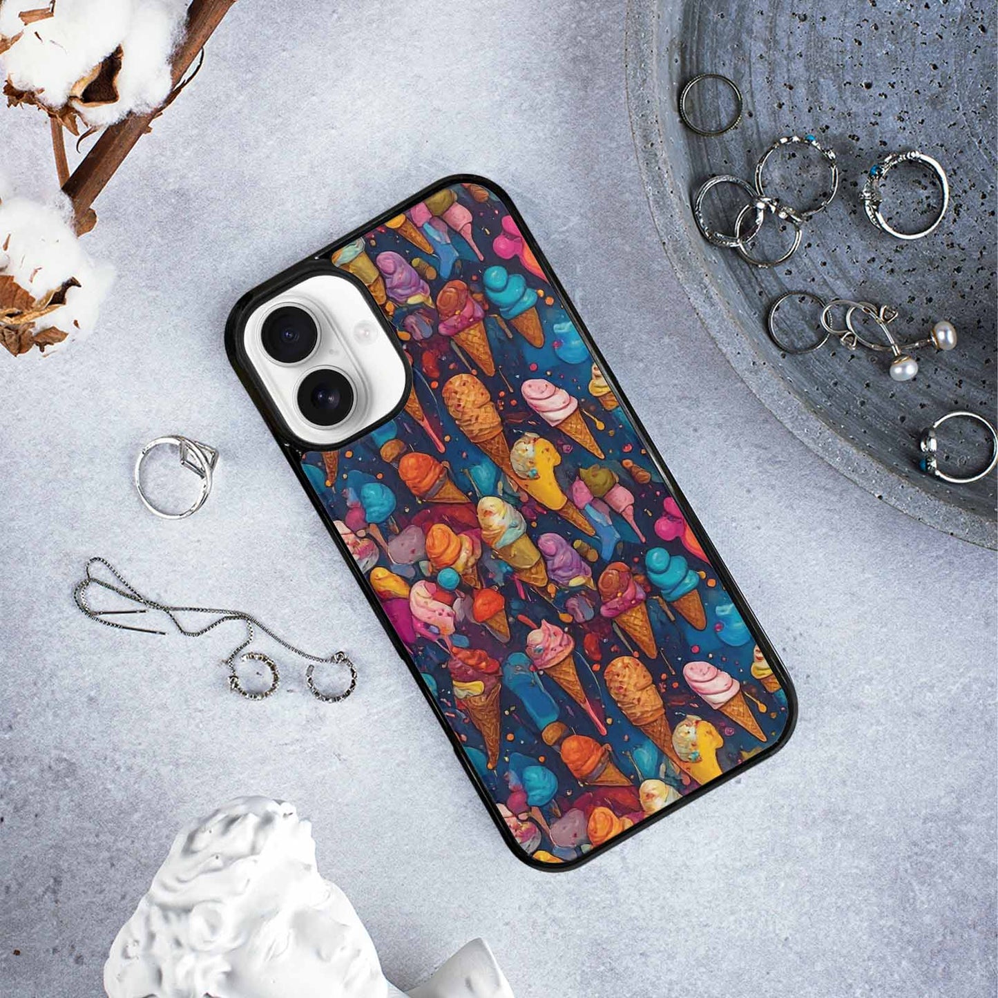iPhone 16 Plus Case — Ice Cream Motif Ice Cream Motifs, Original Design Phone Case