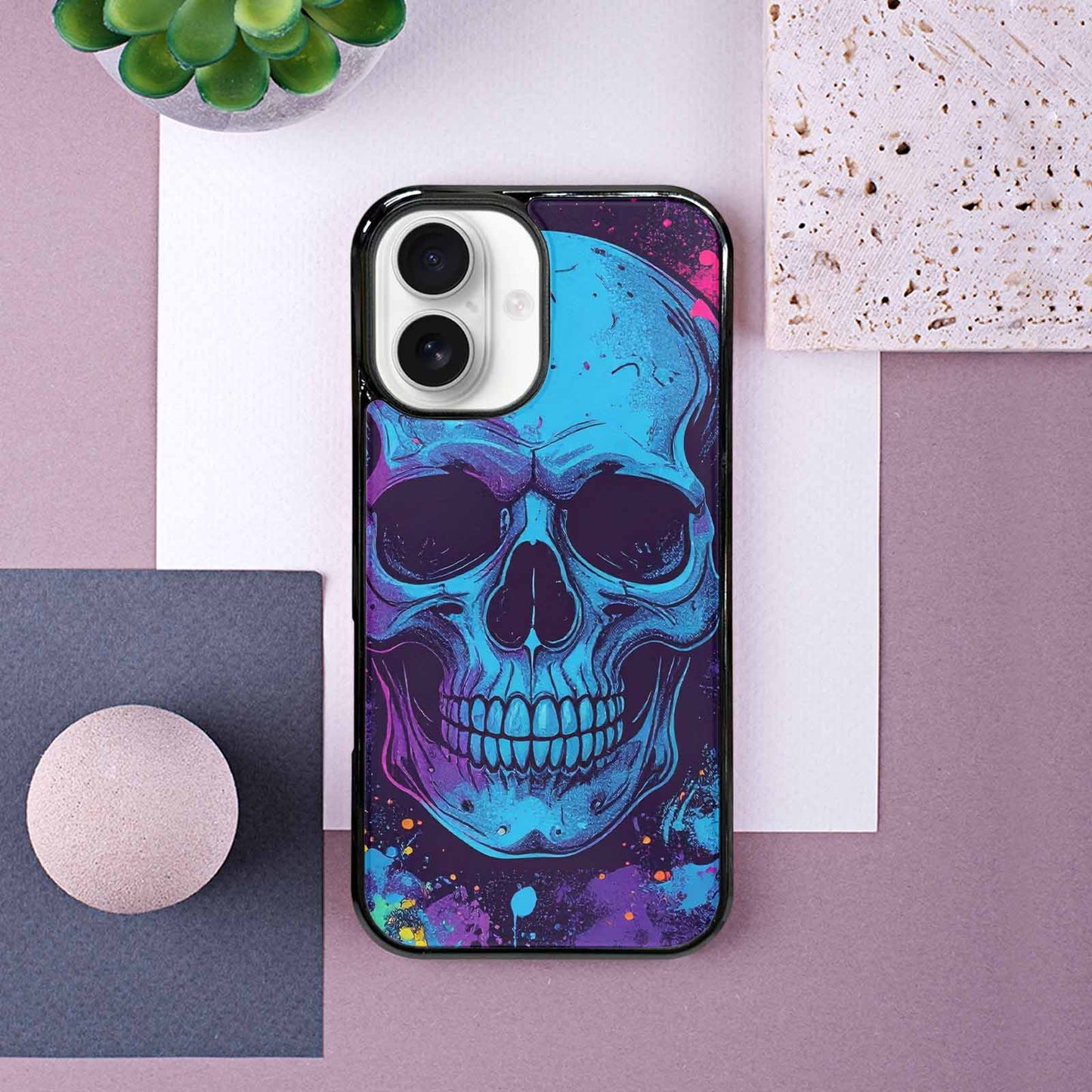 iPhone 16 Case — Skulls Splatter Comic, Custom Designed Case Cover
