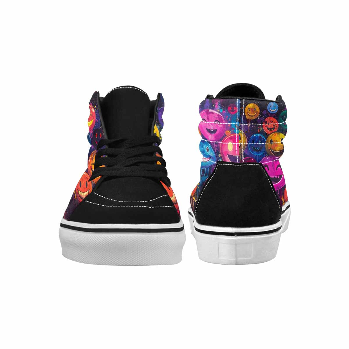 WOMEN'S Smiley Face High Top Canvas Artist-designed Wallpaper Art Shoes