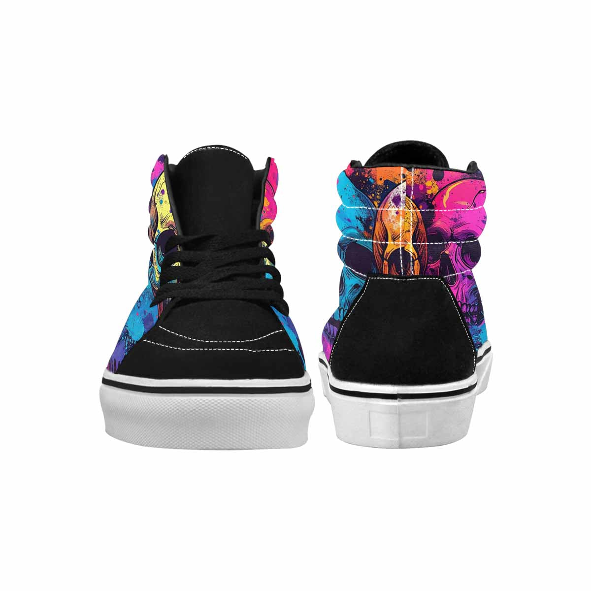 WOMEN'S Skulls Splatter Comic High Top Canvas Surreal Sneakers