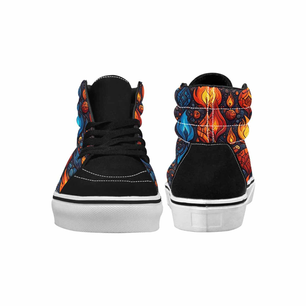 WOMEN'S Fire Flame High Top Canvas Vibrant Chaos Custom Sneakers