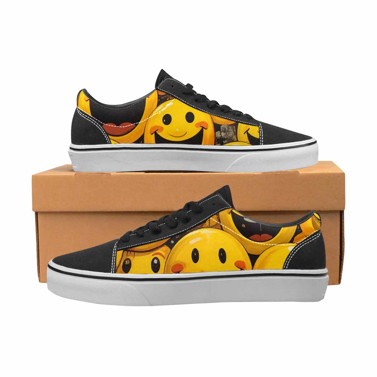 WOMEN'S Melting Moon Smiley — Lace-Up Canvas Cottagecore Custom Sneakers