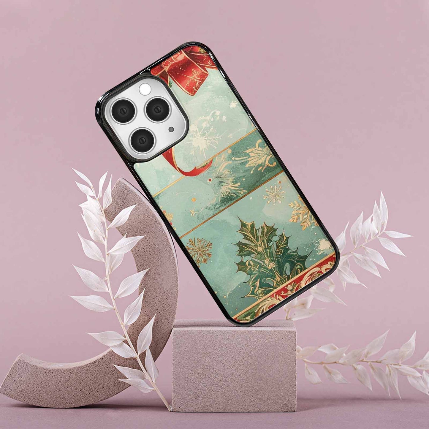 iPhone 15 Pro Max Case — Christmas Wrapping Paper Pattern Art Wallpaper, Custom Art Phone Cover