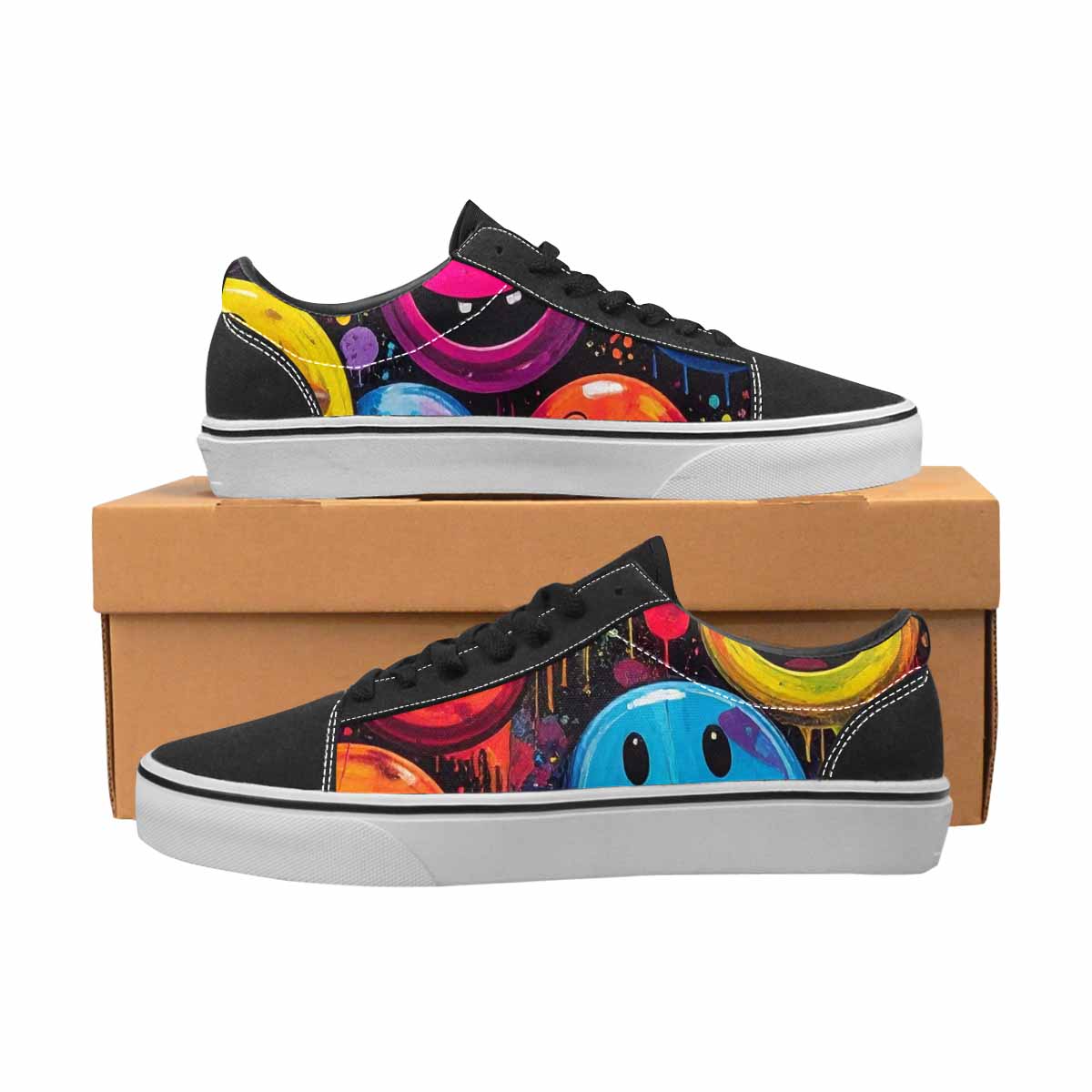 WOMEN'S Smiley Faces Glow Lace-Up Canvas Cottagecore Sneakers