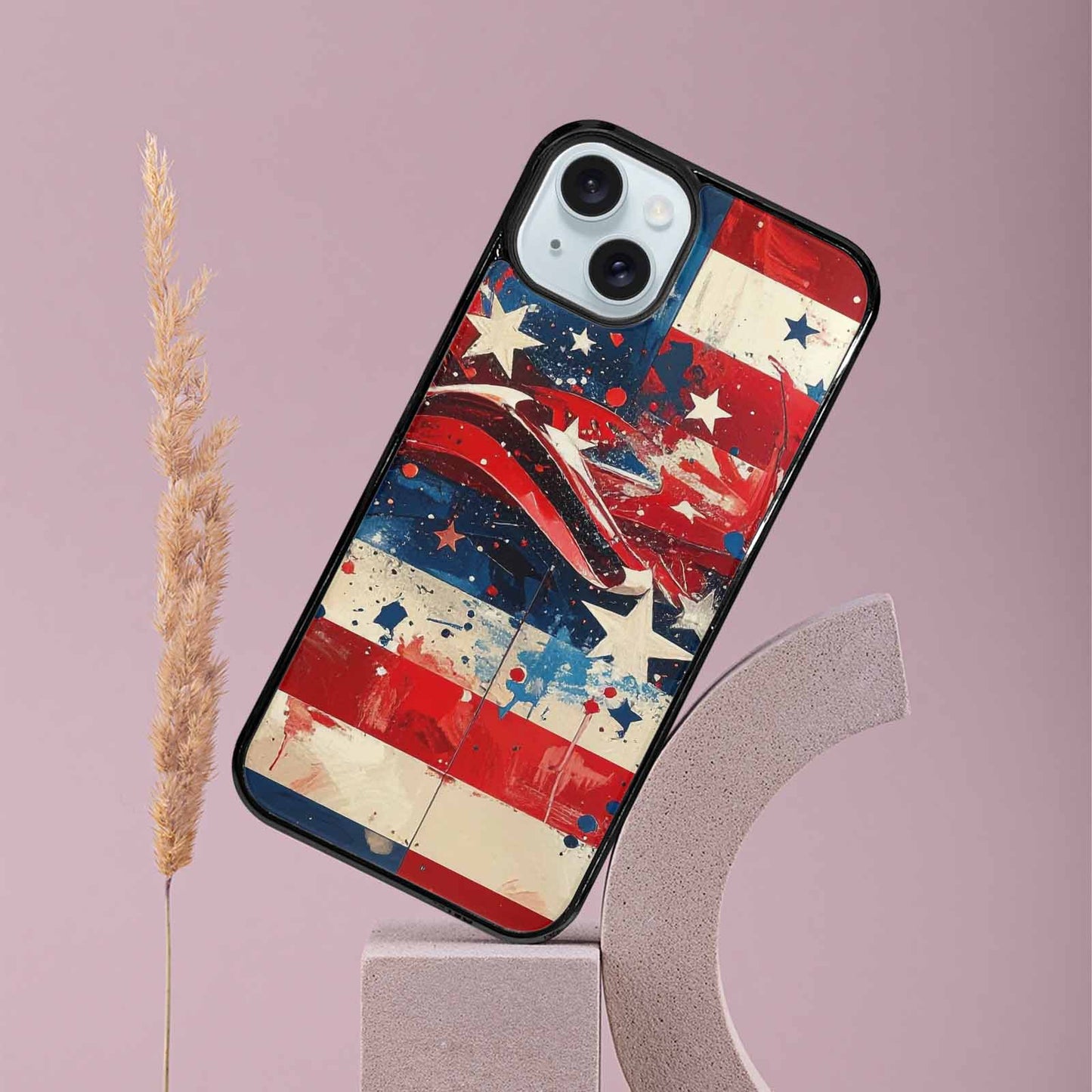 iPhone 15 Plus Case — Patriotic Stars And Stripes American Stars, Original Design Phone Case