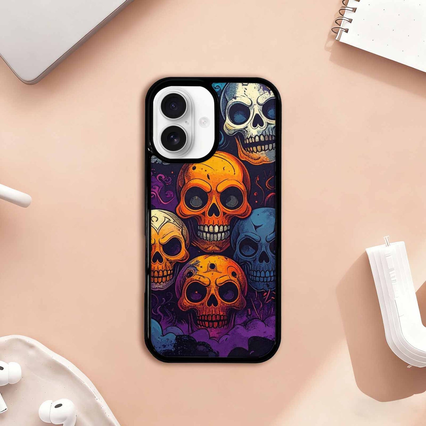 iPhone 17 Case — Halloween Horror Repeat Lots Gothic Skulls, Original Design Phone Case