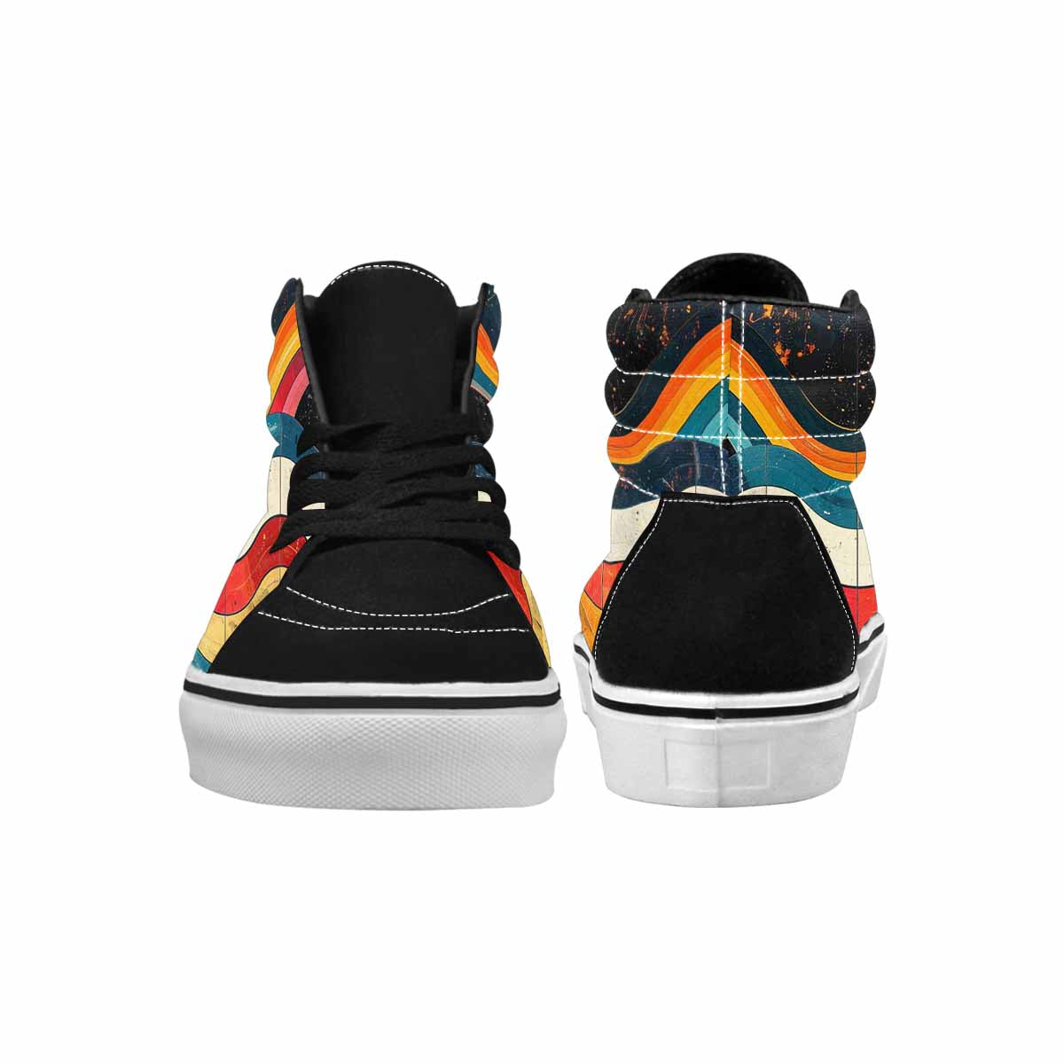 MEN'S Retro Wave Scallop Stripe High Top Canvas Grunge Custom Shoes