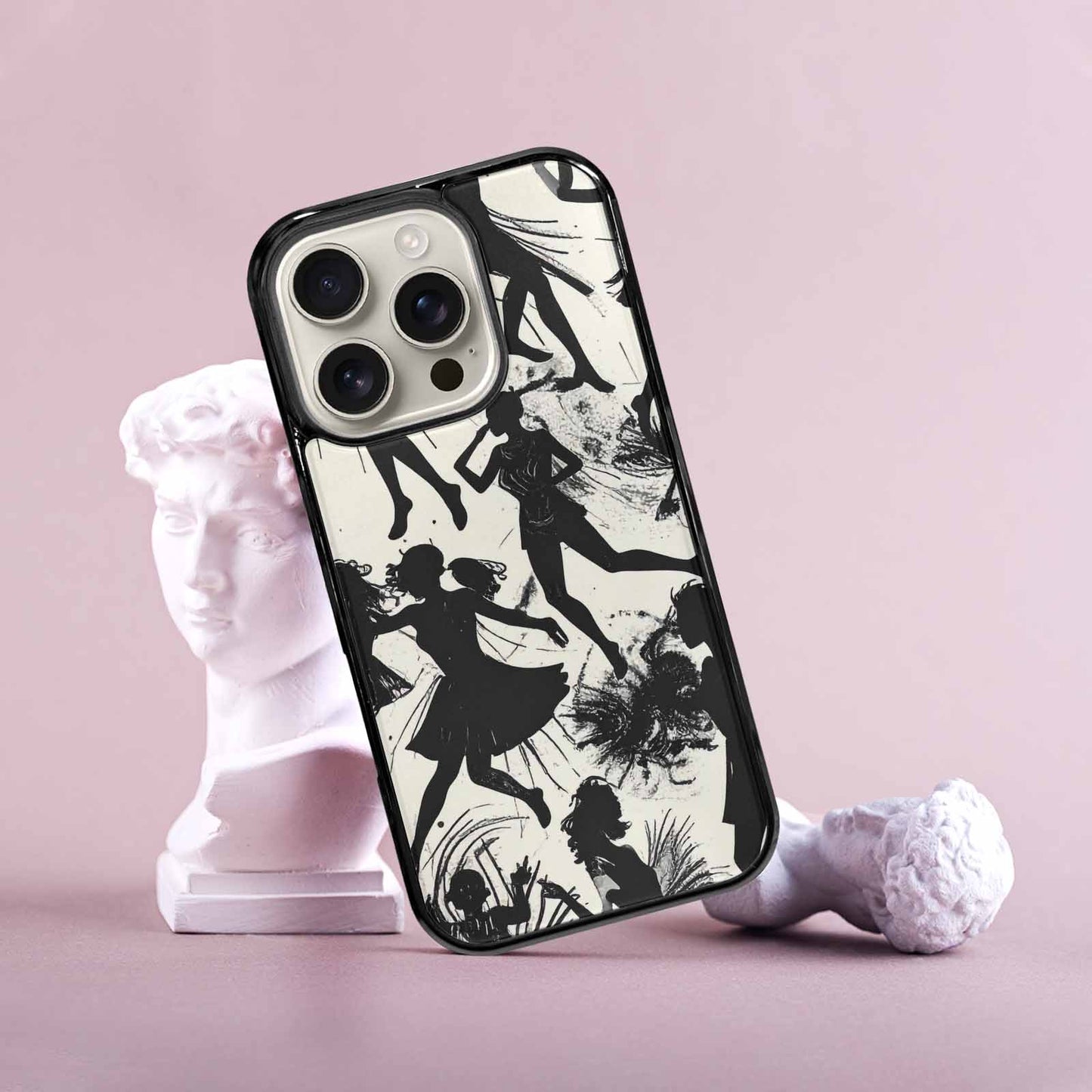 iPhone 16 Pro Case — Bold Dancing Figure Line Art Pattern, Personalized Phone Case