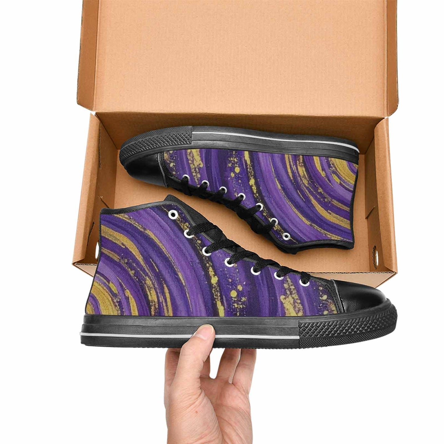 MEN'S Starry Night Nebula Brushstroke High Top Canvas Neon Fantasy Sneakers