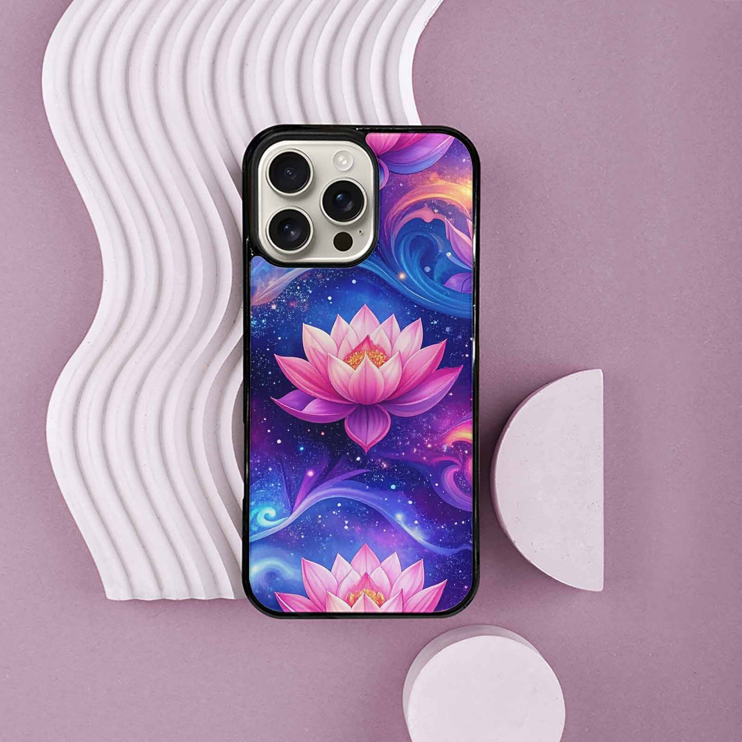 iPhone 16 Pro Max Case — Lotus Galaxy Art Seamless Pattern Vibrant, Unique Phone Case Design