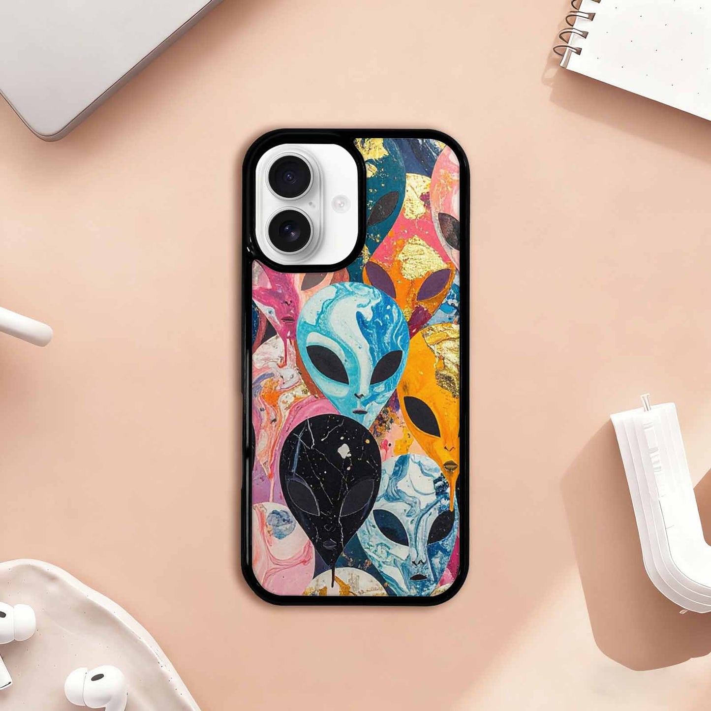 iPhone 17 Case — Aliens Marblealiens Pattern Alien Scifi, Custom Art Phone Cover