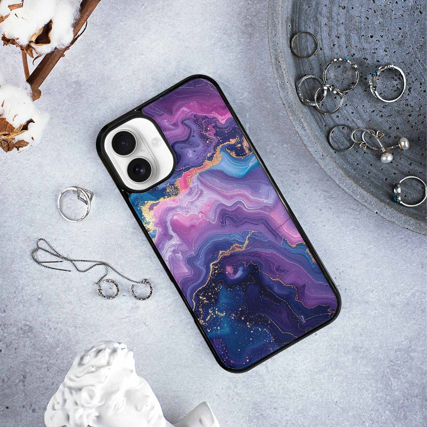 iPhone 16 Plus Case — Marble Galaxy, Custom Print Case Cover