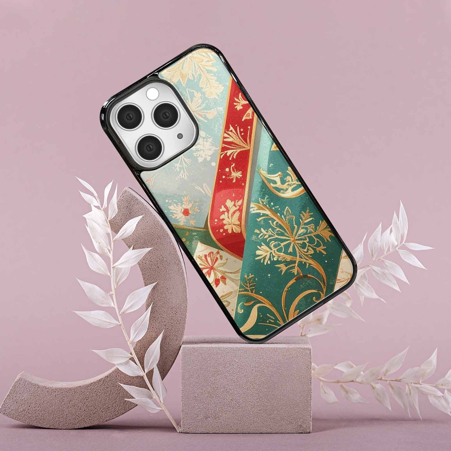 iPhone 15 Pro Max Case — Christmas Wrapping Paper Pattern Art Wallpaper, Personalized Phone Case