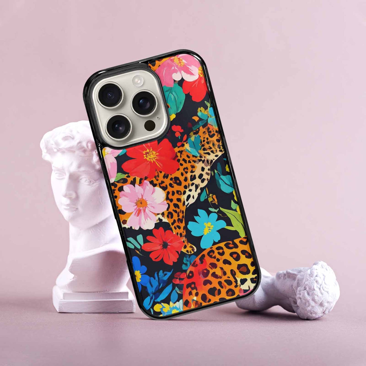 iPhone 16 Pro Case — Leopard Print Floral, Custom Printed Phone Case