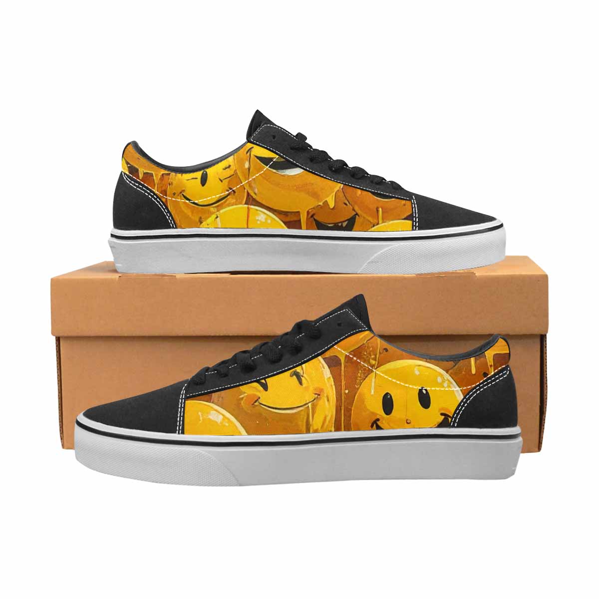 WOMEN'S Melting Moon Smiley — Lace-Up Canvas Neon Fantasy Custom Shoes