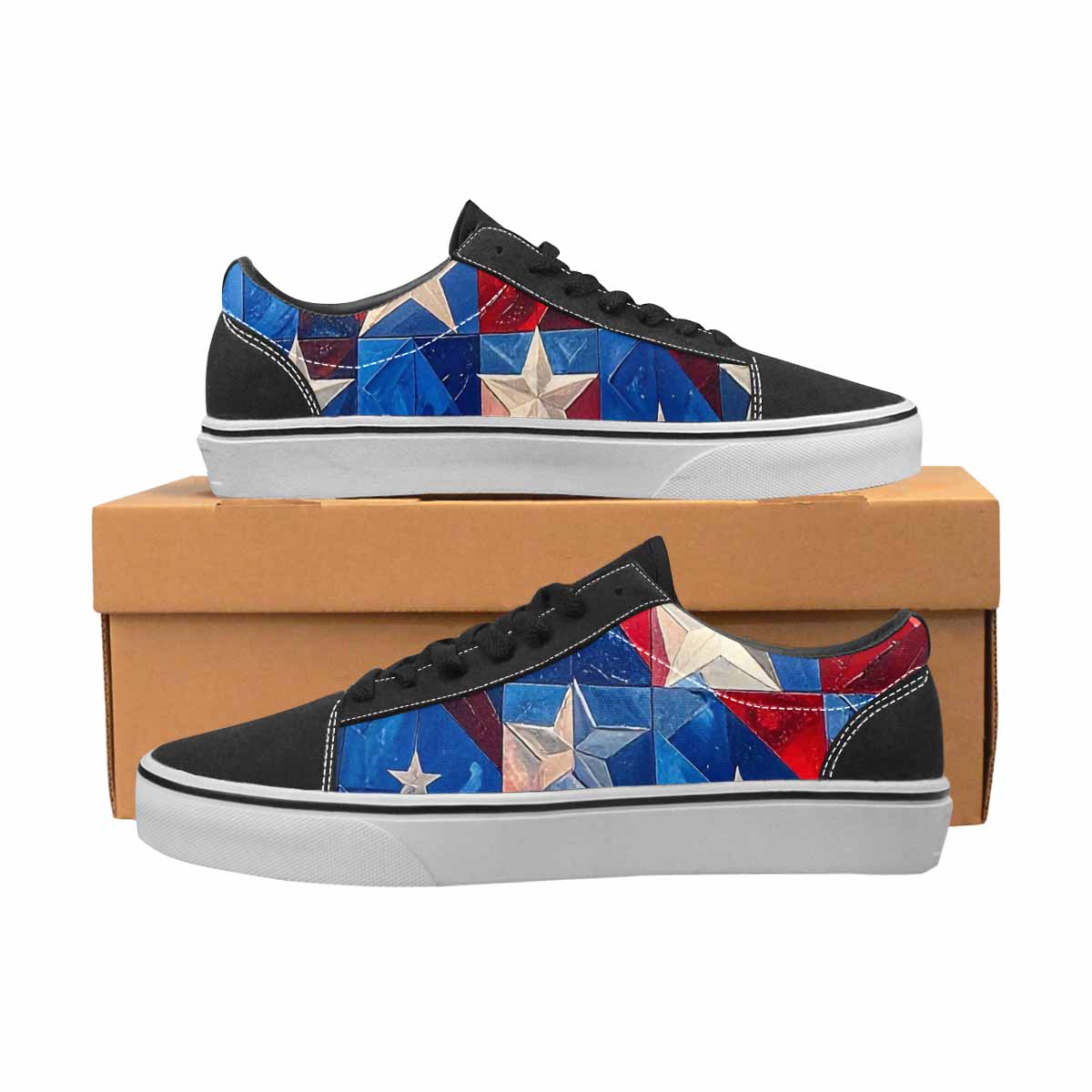 WOMEN'S American Flag Stars Canvas Lace-Up Aesthetic Custom Sneakers
