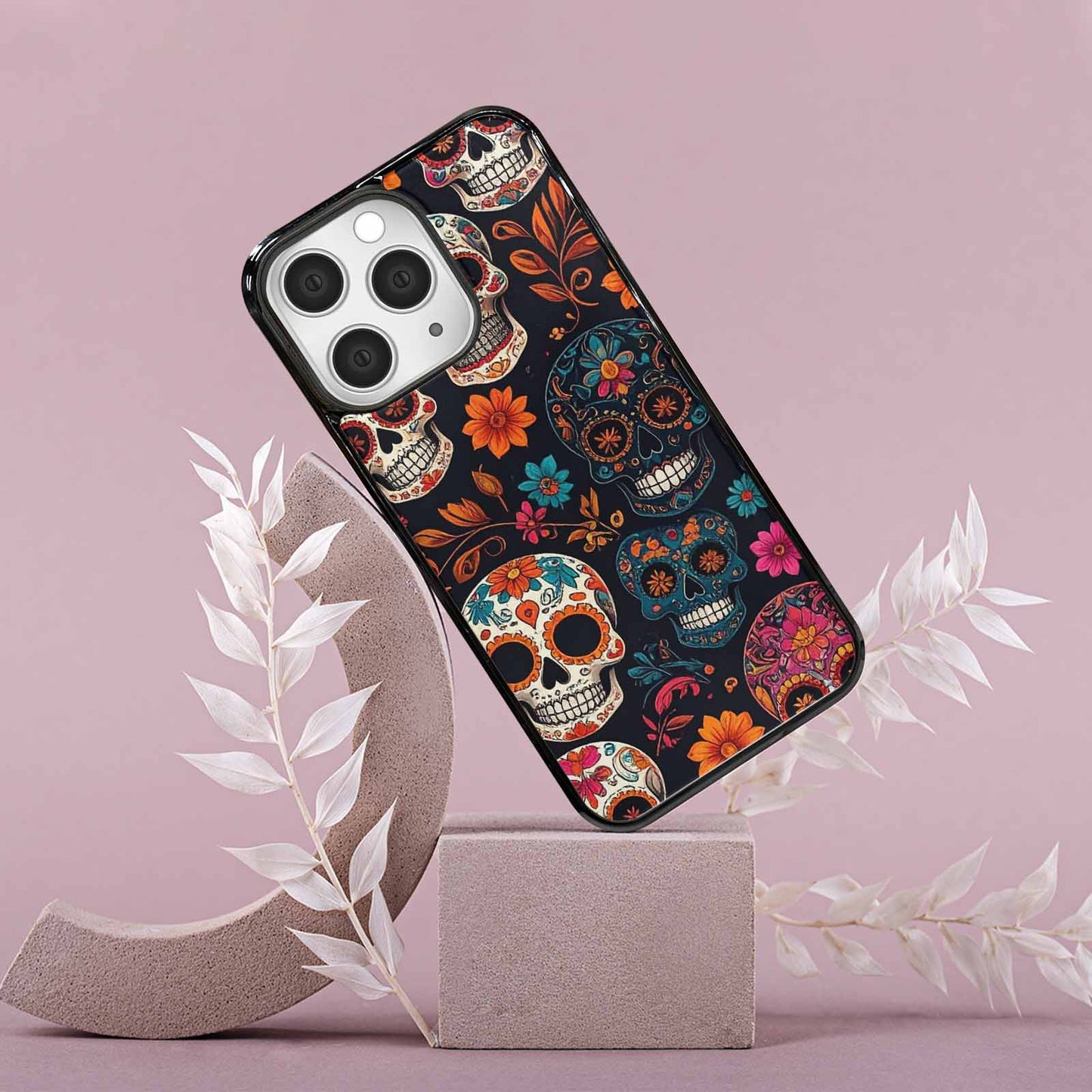iPhone 15 Pro Max Case — Dia De Los Muertos Sugar Skull, Custom Printed Phone Case