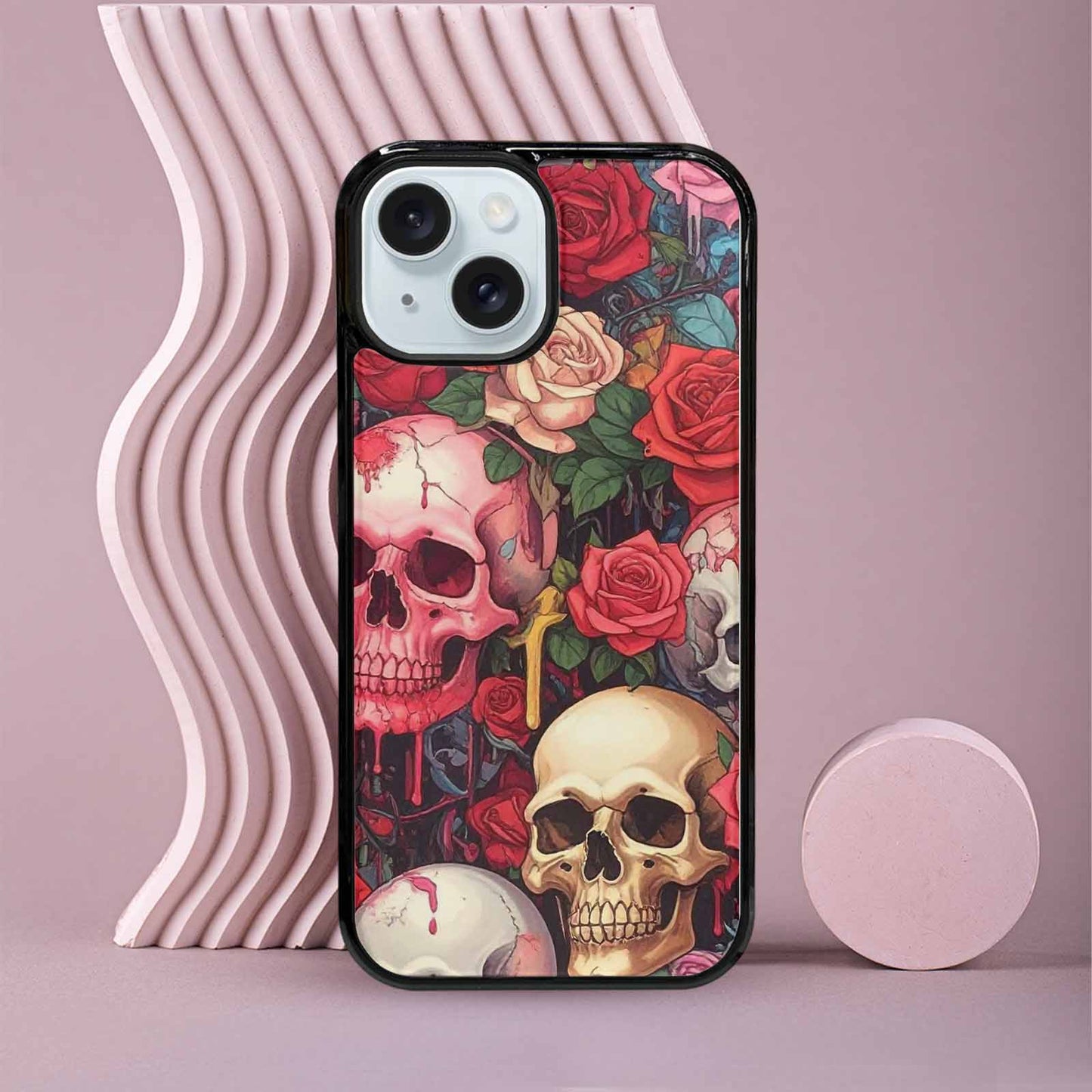iPhone 15 Case — Skulls And Roses Skulls And Roses, Customized Protective Case