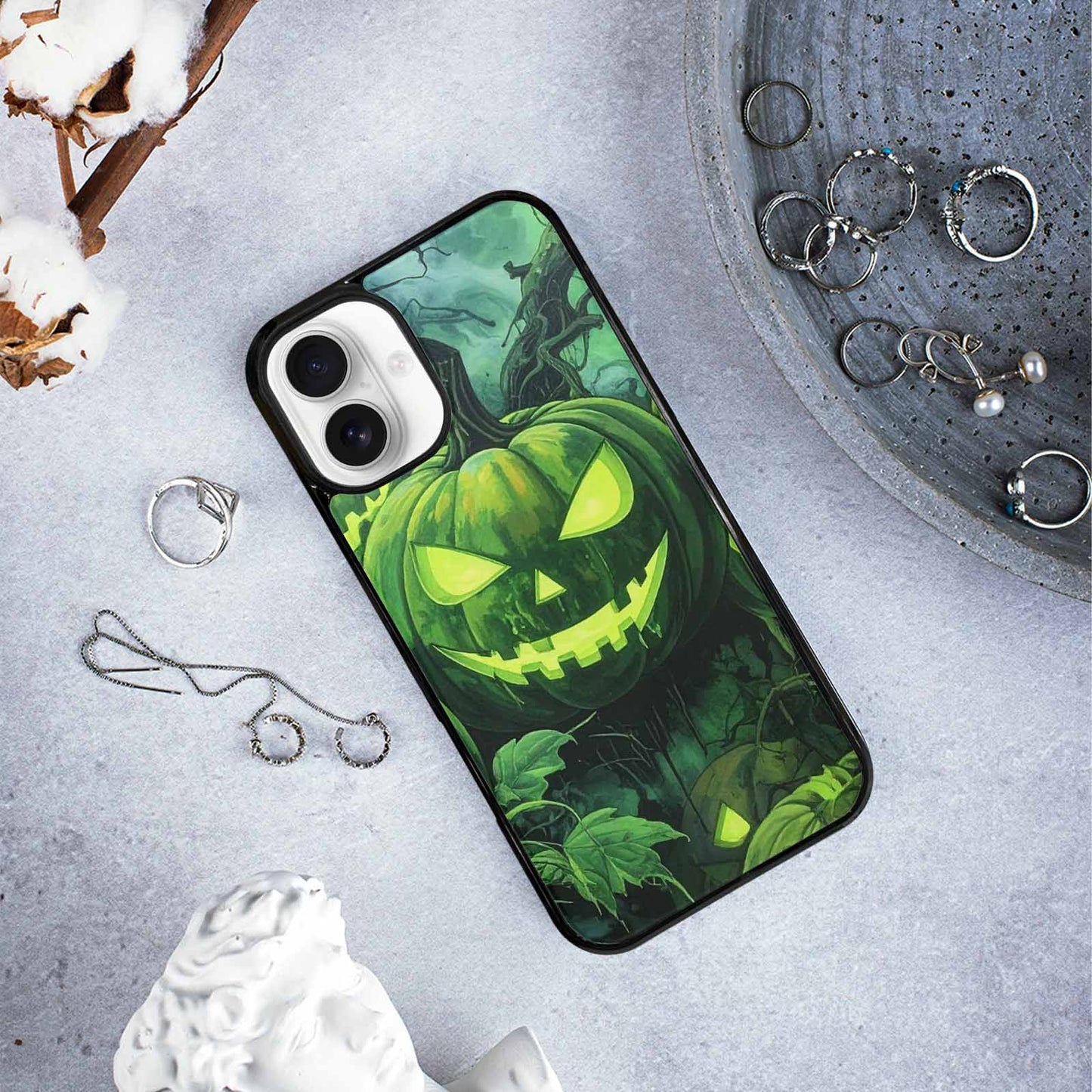 iPhone 16 Plus Case — Halloween Glowing Jackolantern, Personalized Phone Case