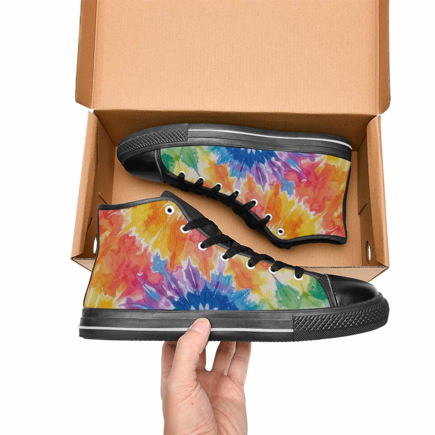 MEN'S Tie Dye Swirl High Top Canvas Grunge Custom Sneakers
