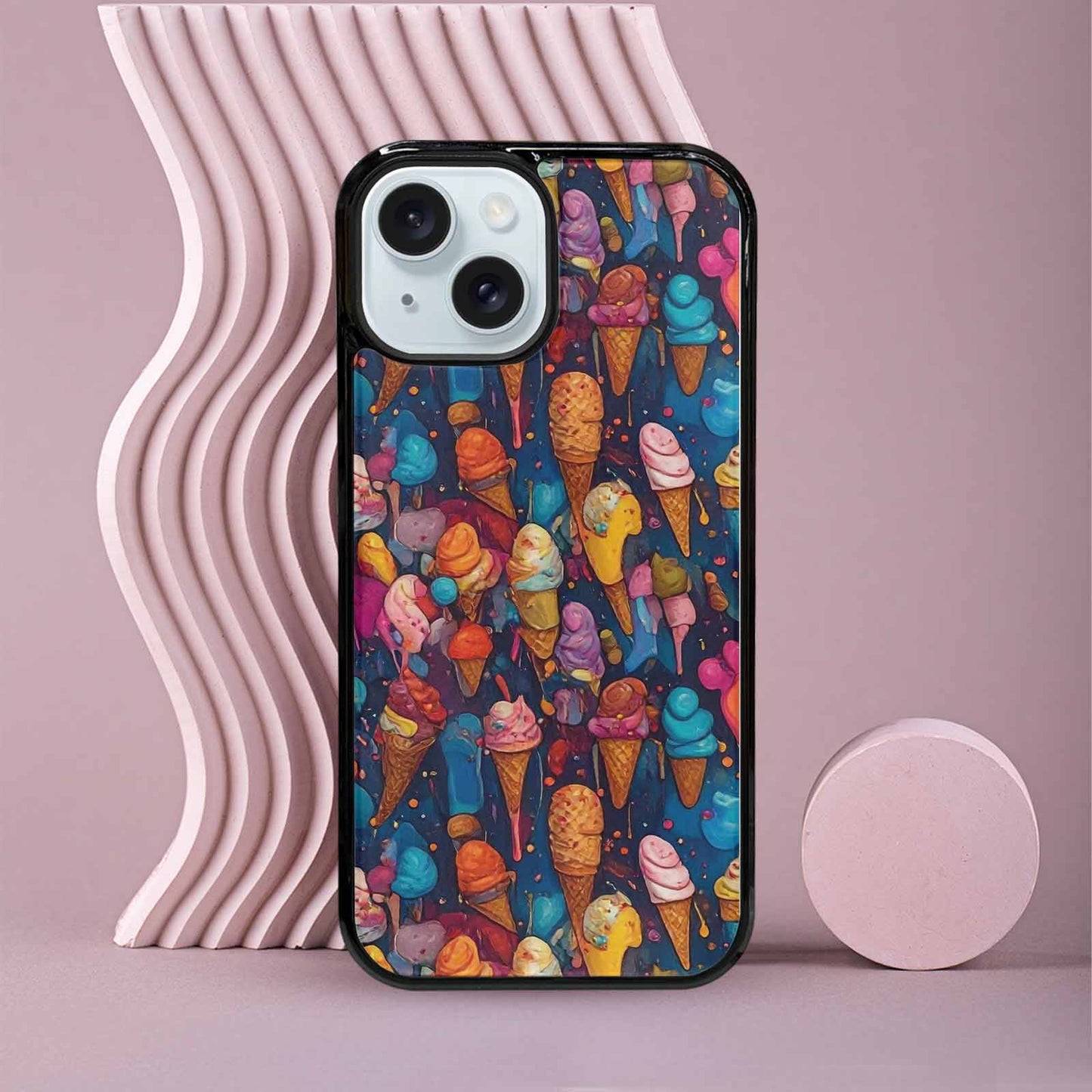 iPhone 15 Case — Ice Cream Motif Ice Cream Motifs, Custom Designed Case Cover