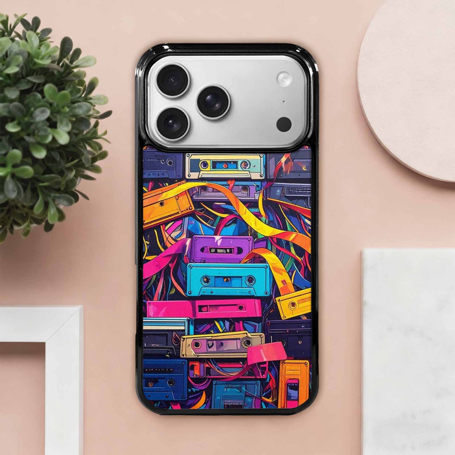 iPhone 17 Pro Max Case — Retro Cassette Tape Pattern Retro Vintage, Personalized Phone Case