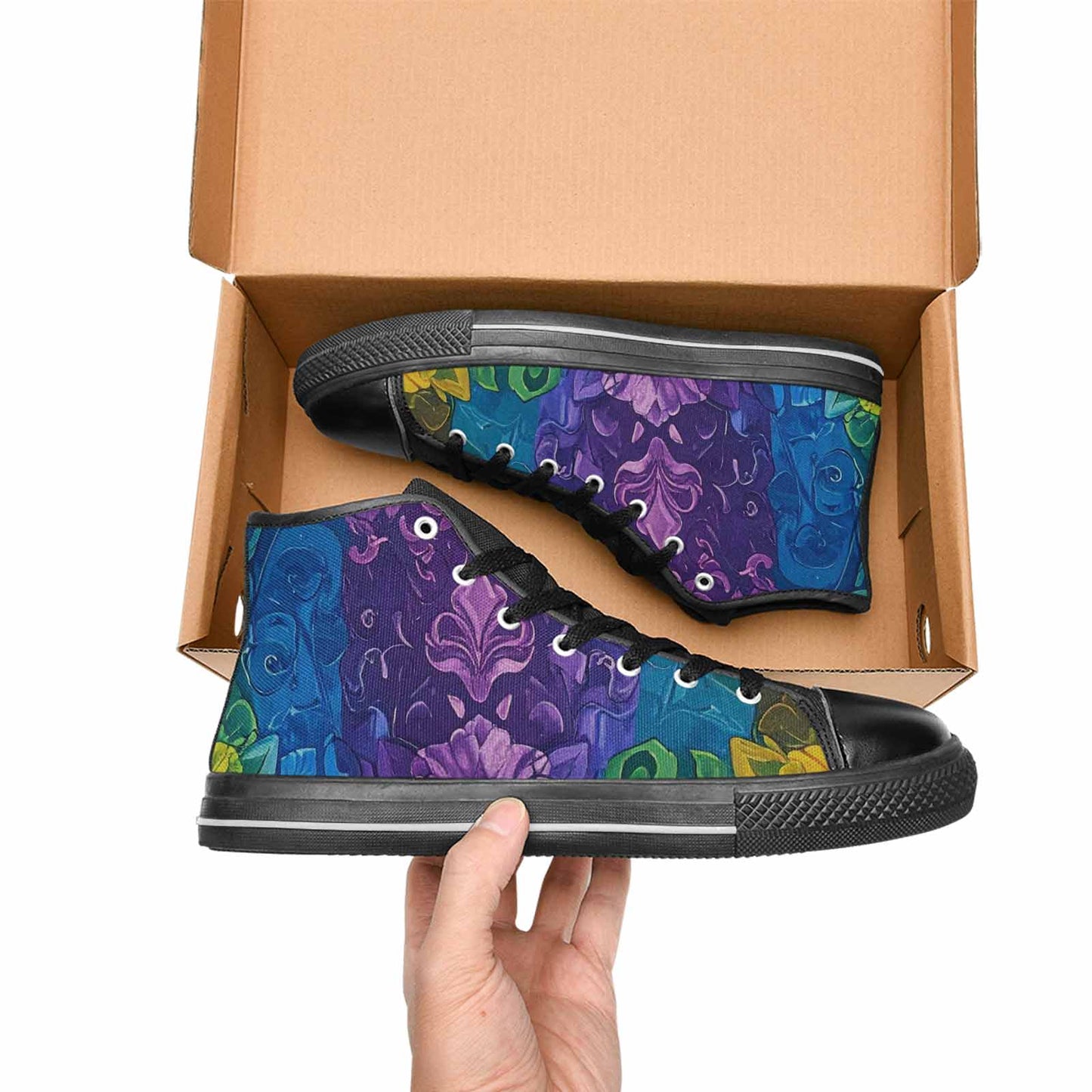 MEN'S Rainbow Pride Flag High Top Canvas Surreal Custom Sneakers