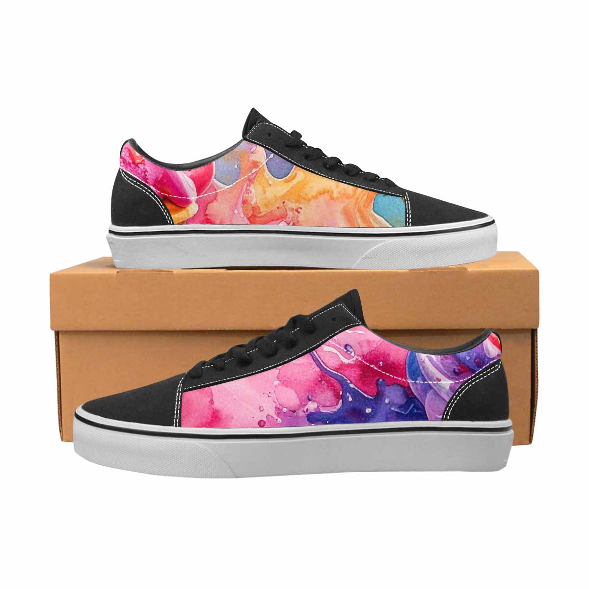 WOMEN'S Melting Icecream Collage Canvas Lace-Up Grunge Custom Shoes