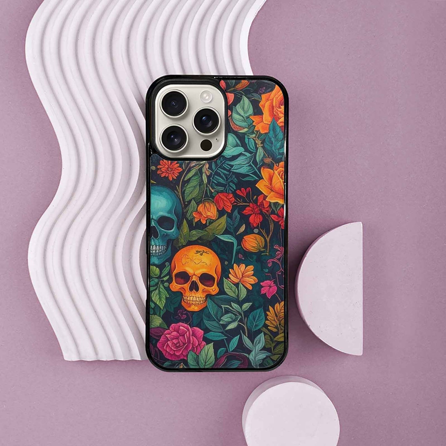 iPhone 16 Pro Max Case — Skulls Botanicalskulls Pattern B2f Personalized Phone, Custom Designed Case Cover
